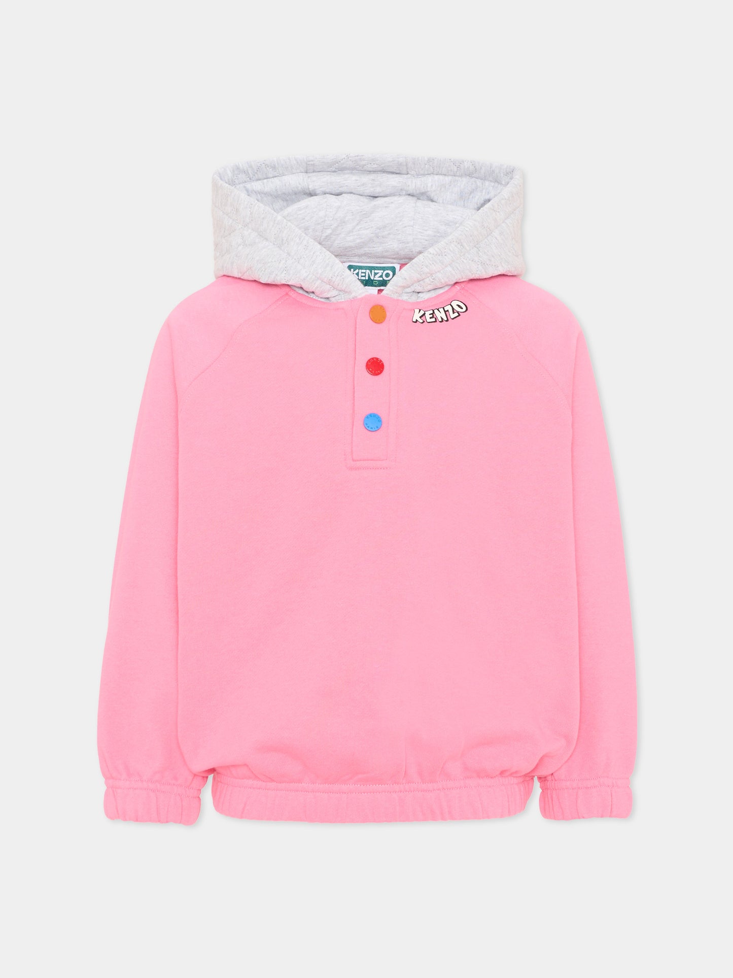 Felpa rosa per bambina con logo,Kenzo Kids,K61913 45A