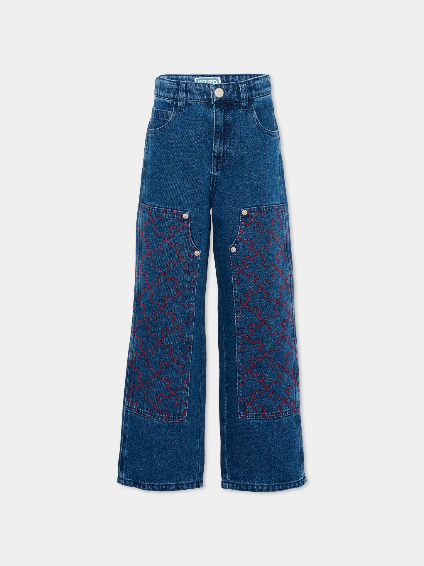 Jeans denim per bambini con patch logo,Kenzo Kids,K61917 Z25