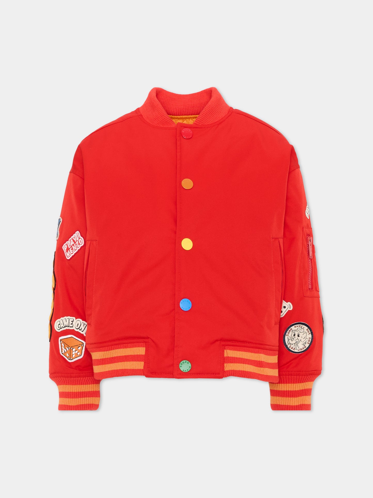 Bomber rosso per bambini con patch,Kenzo Kids,K61923 990