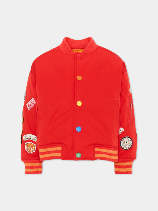 Bomber rosso per bambini con patch,Kenzo Kids,K61923 990