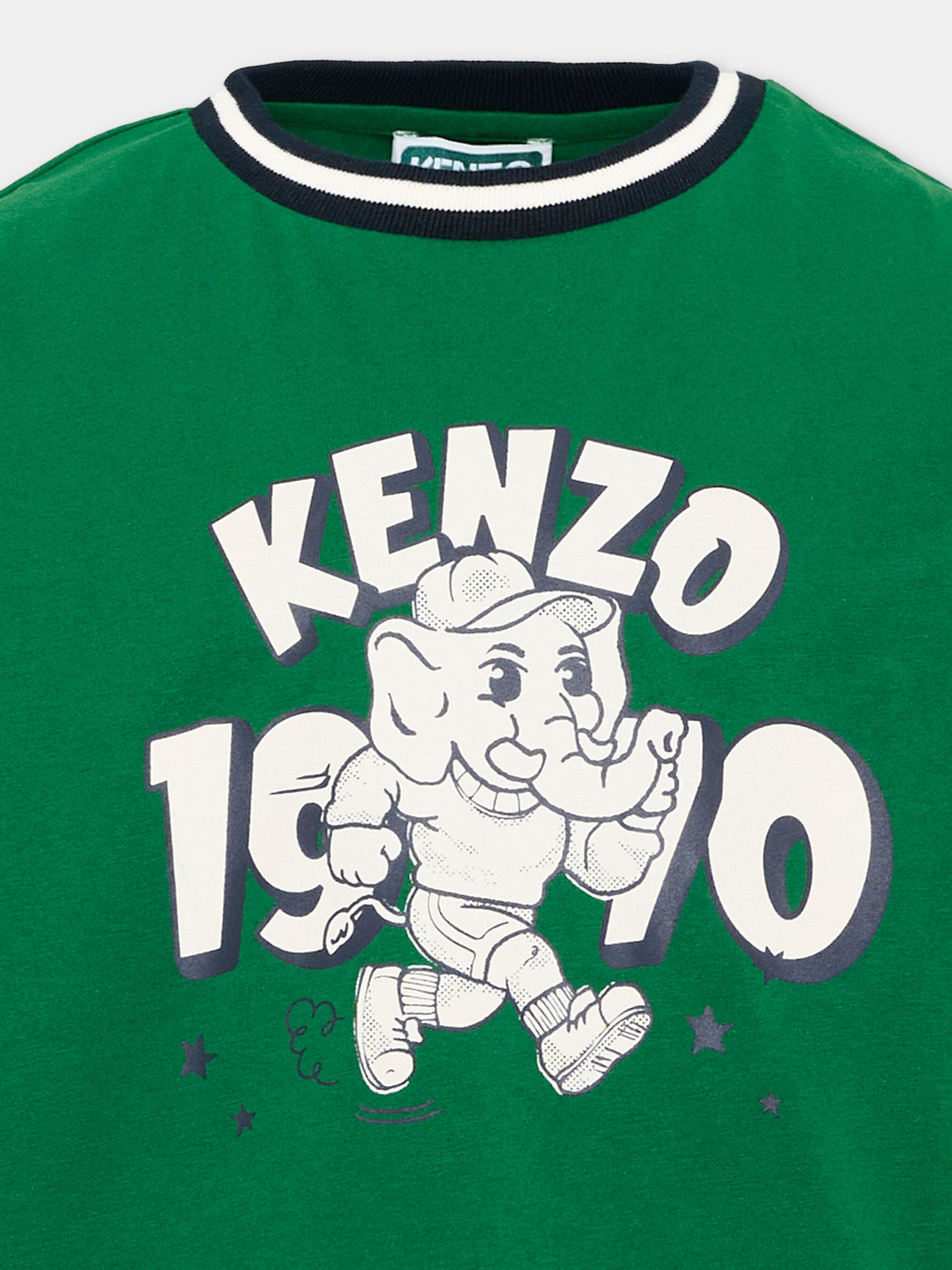 T-shirt verde per bambino con logo,Kenzo Kids,K61931 651