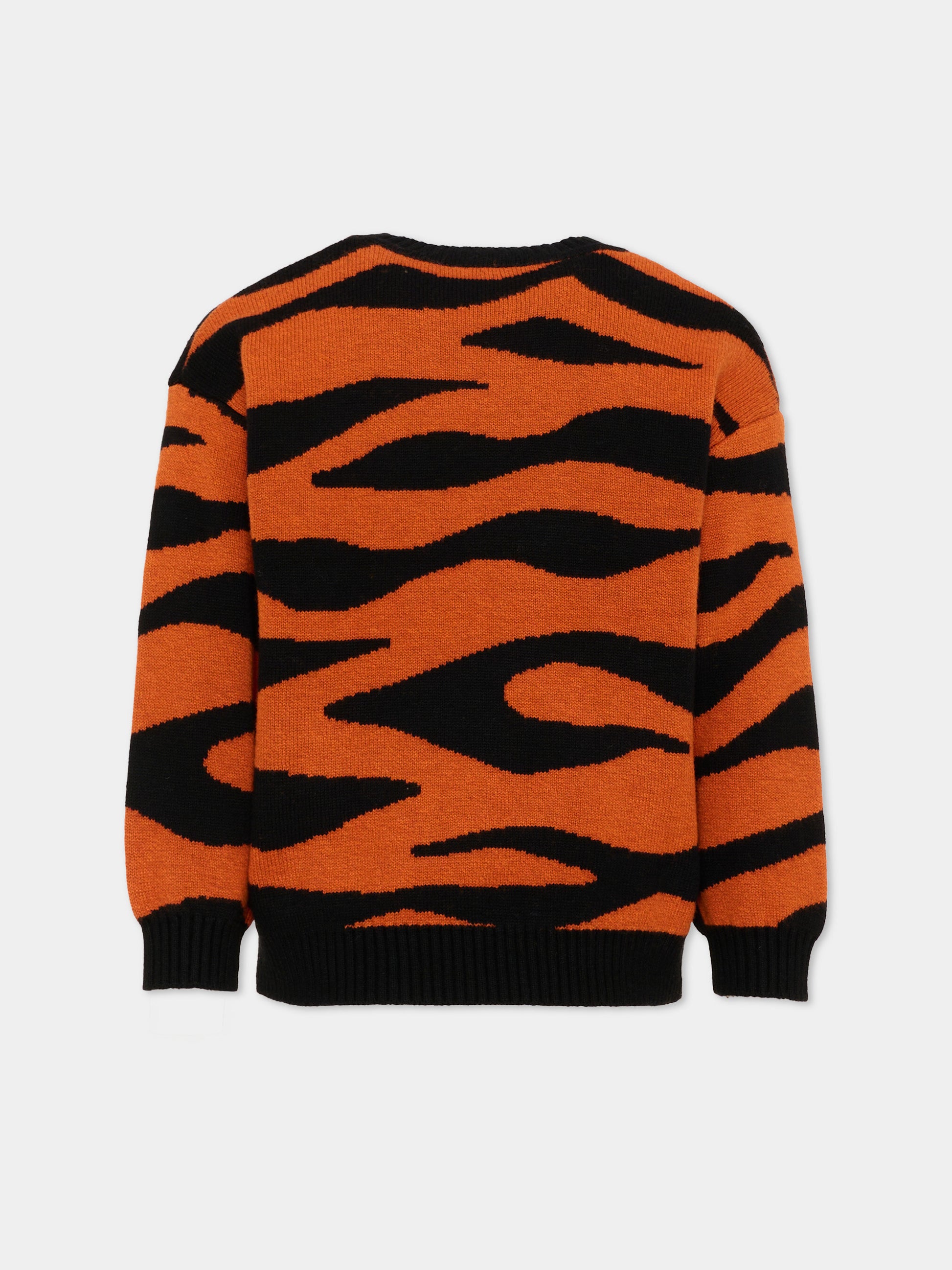 Maglione arancione per bambini con tigre,Kenzo Kids,K61939 E10