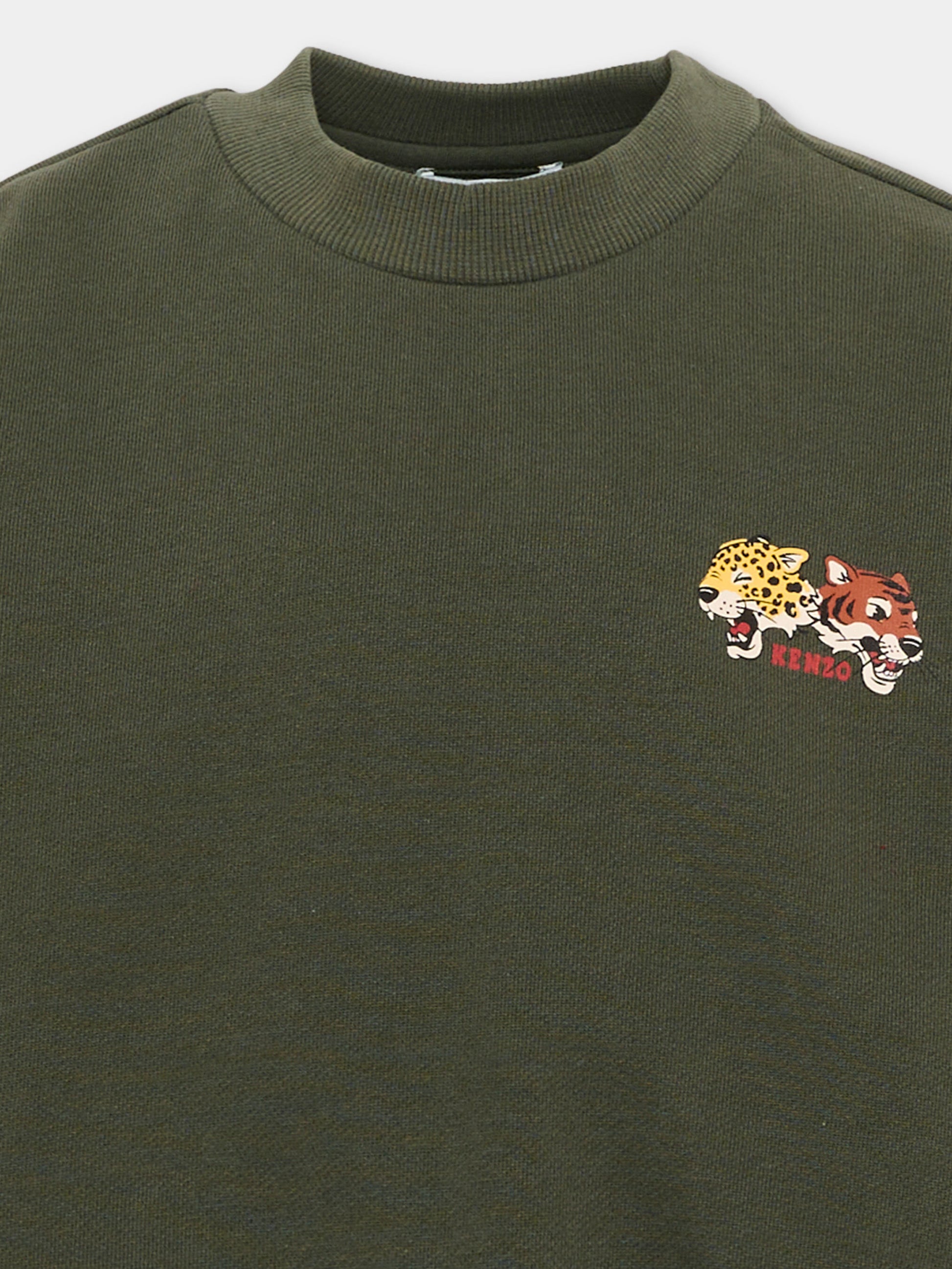 Felpa verde per bambini con logo,Kenzo Kids,K61940 64Q