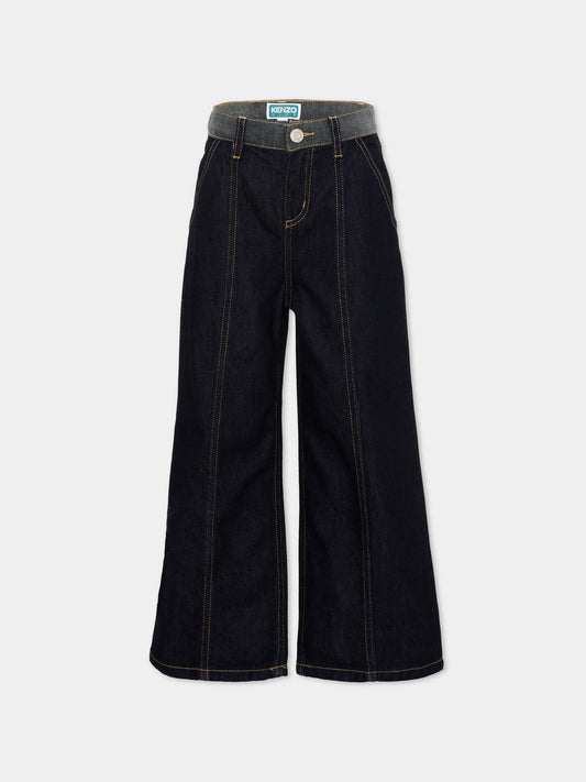 Jeans denim per bambini con patch logo,Kenzo Kids,K61962 Z35