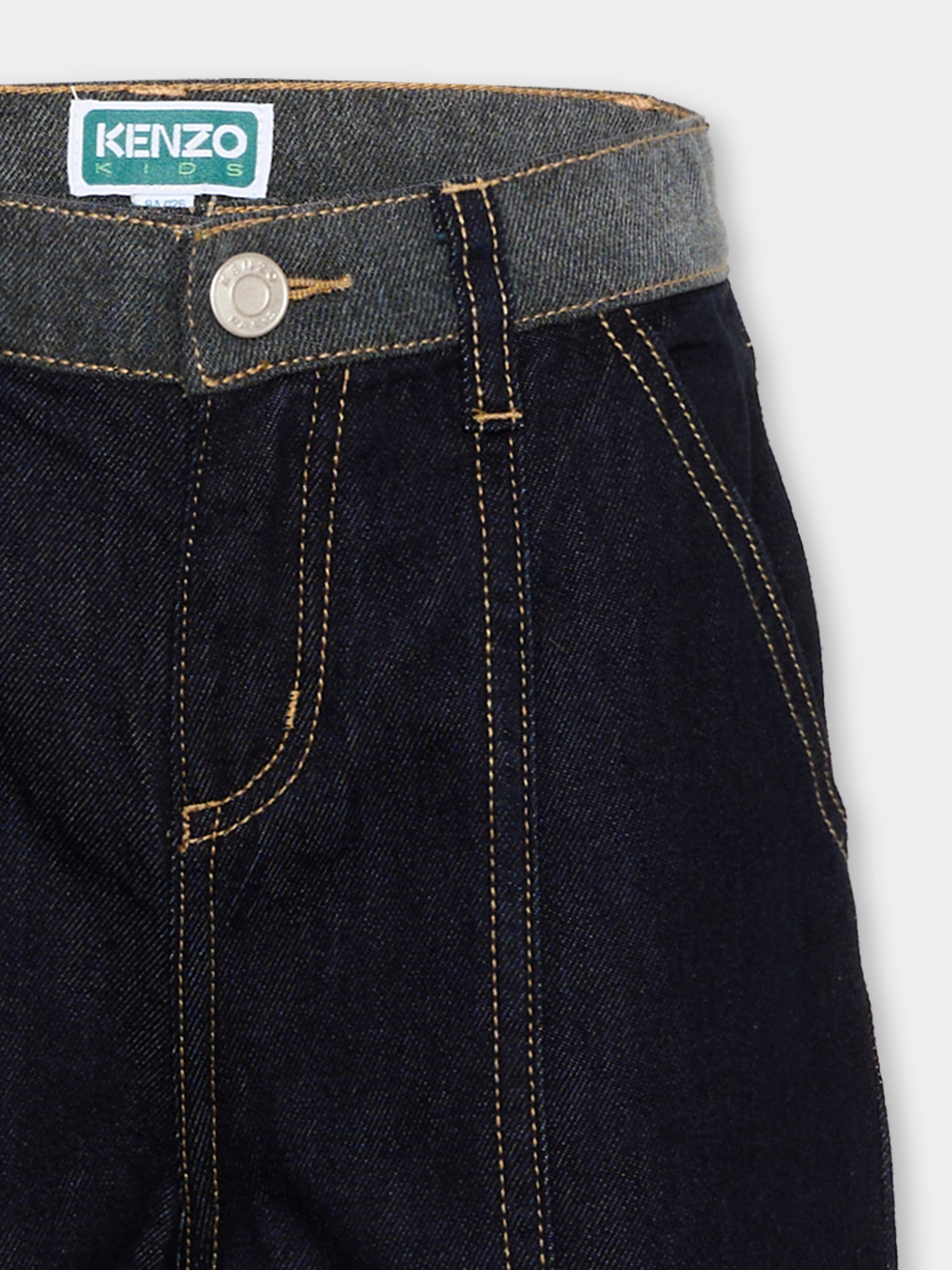 Jeans denim per bambini con patch logo,Kenzo Kids,K61962 Z35