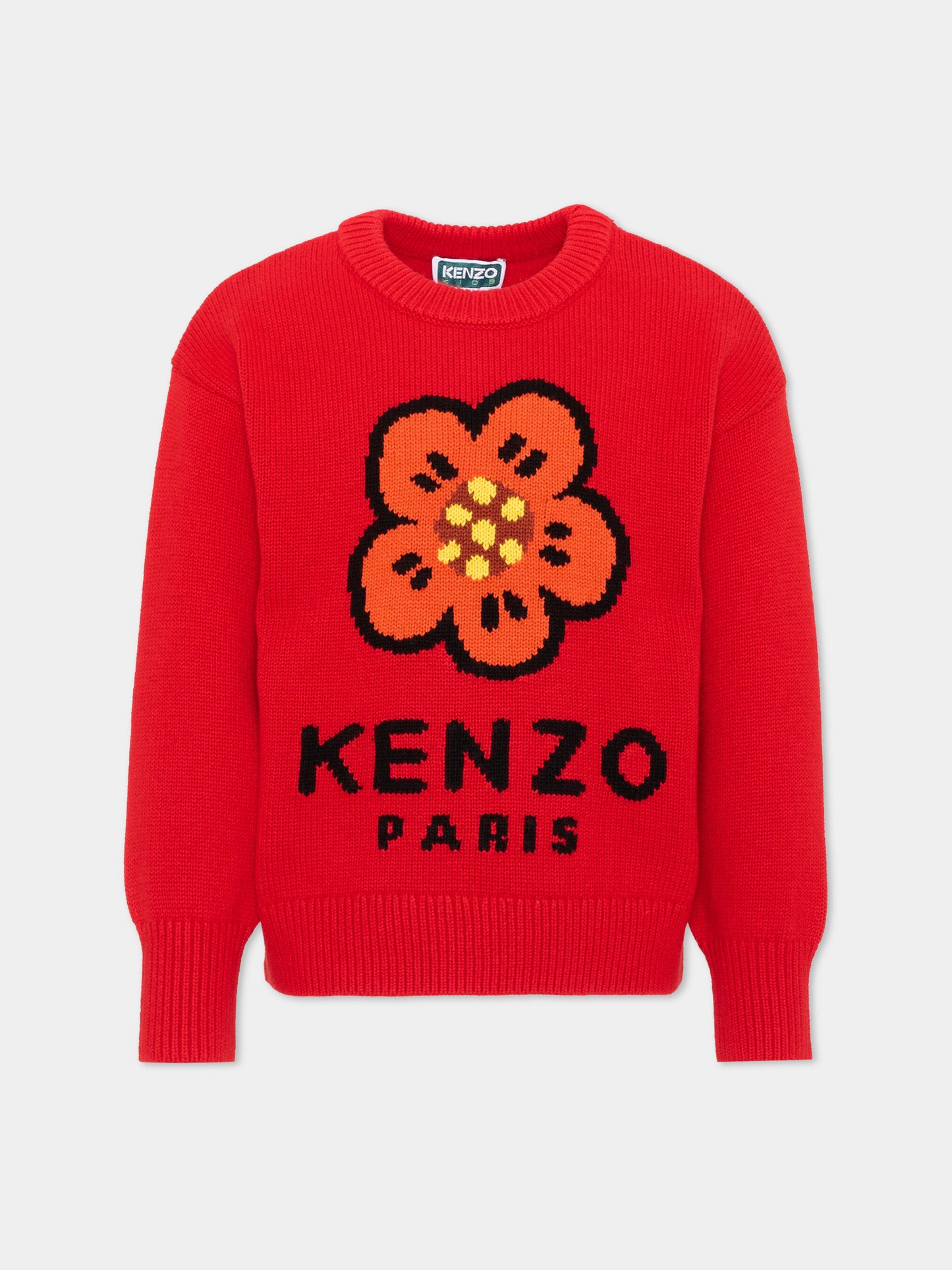 Maglione rosso per bambina con logo,Kenzo Kids,K62007 990