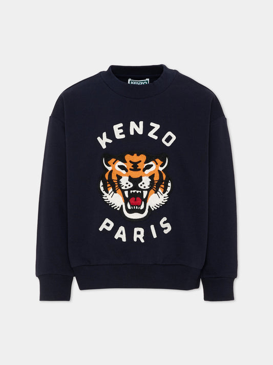 Felpa blu per bambini con logo,Kenzo Kids,K62029 845