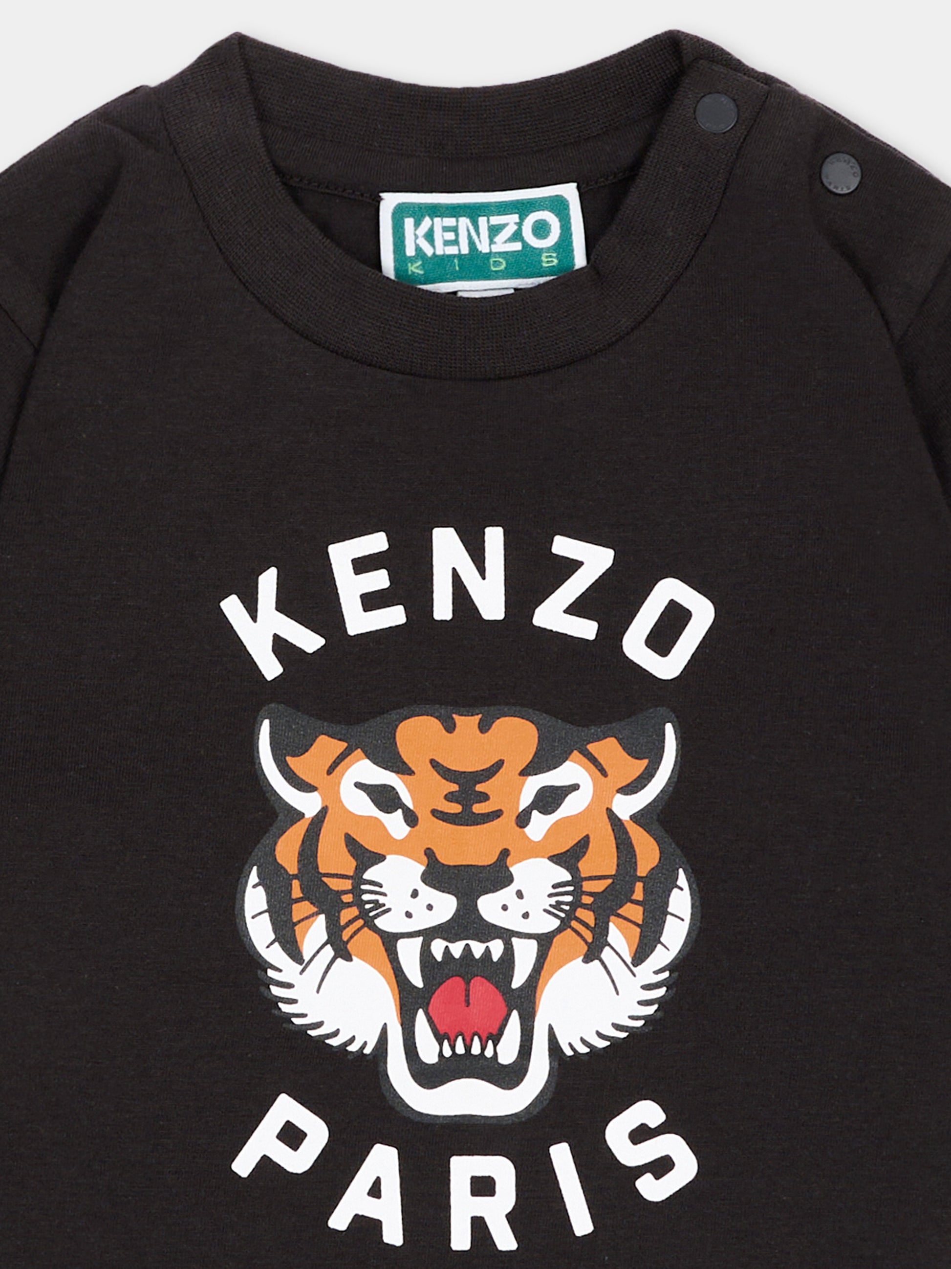 T-shirt nera per neonato con Tiger,Kenzo Kids,K62110 026