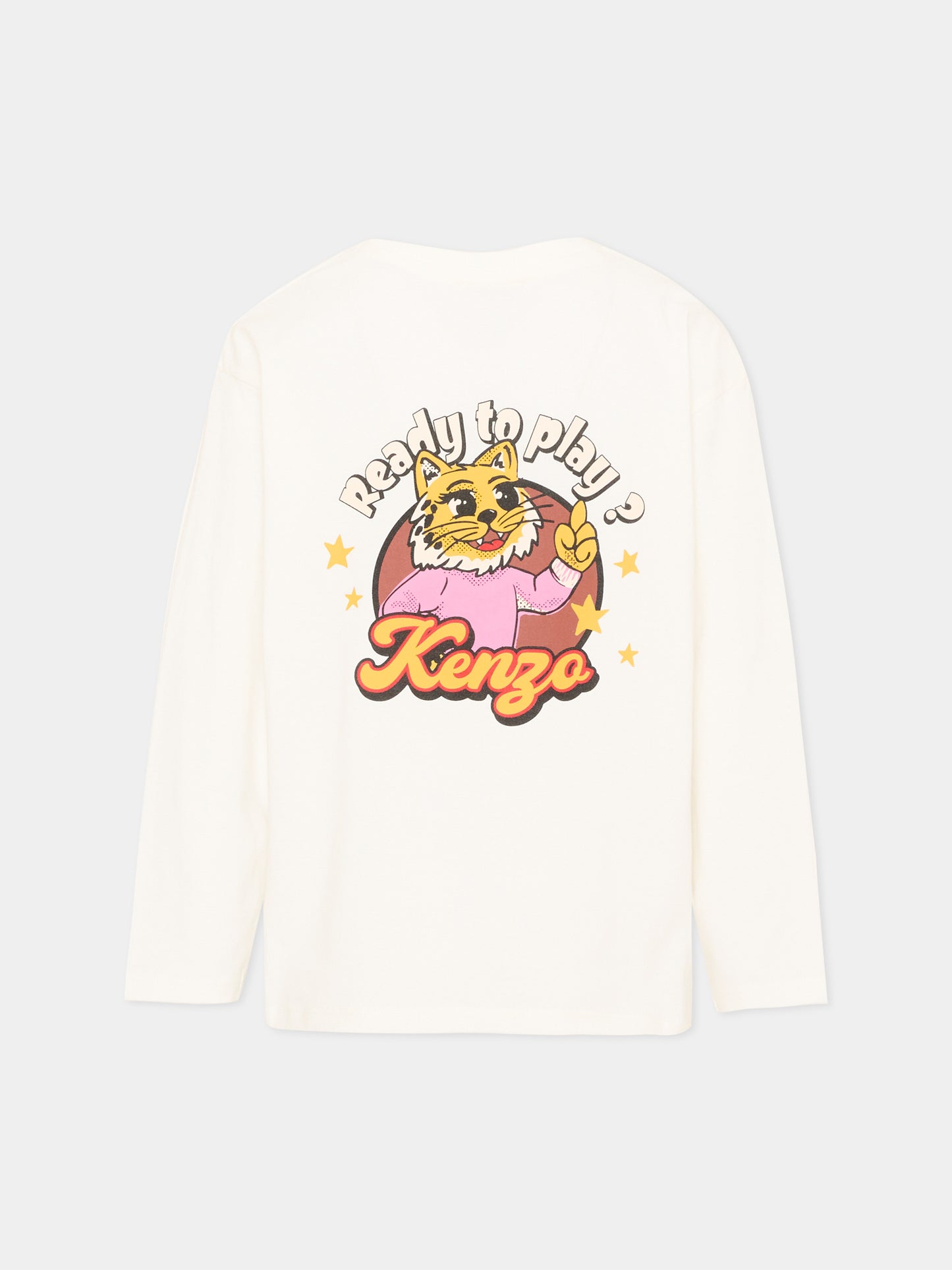 T-Shirt avorio per bambina con tigre,Kenzo Kids,K62159 117