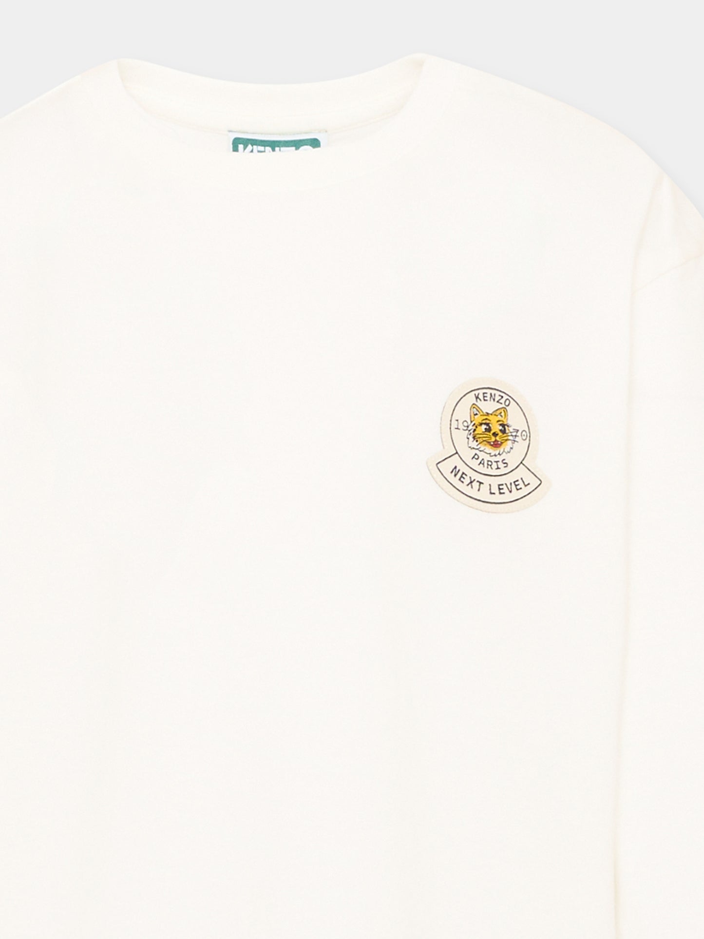 T-Shirt avorio per bambina con tigre,Kenzo Kids,K62159 117