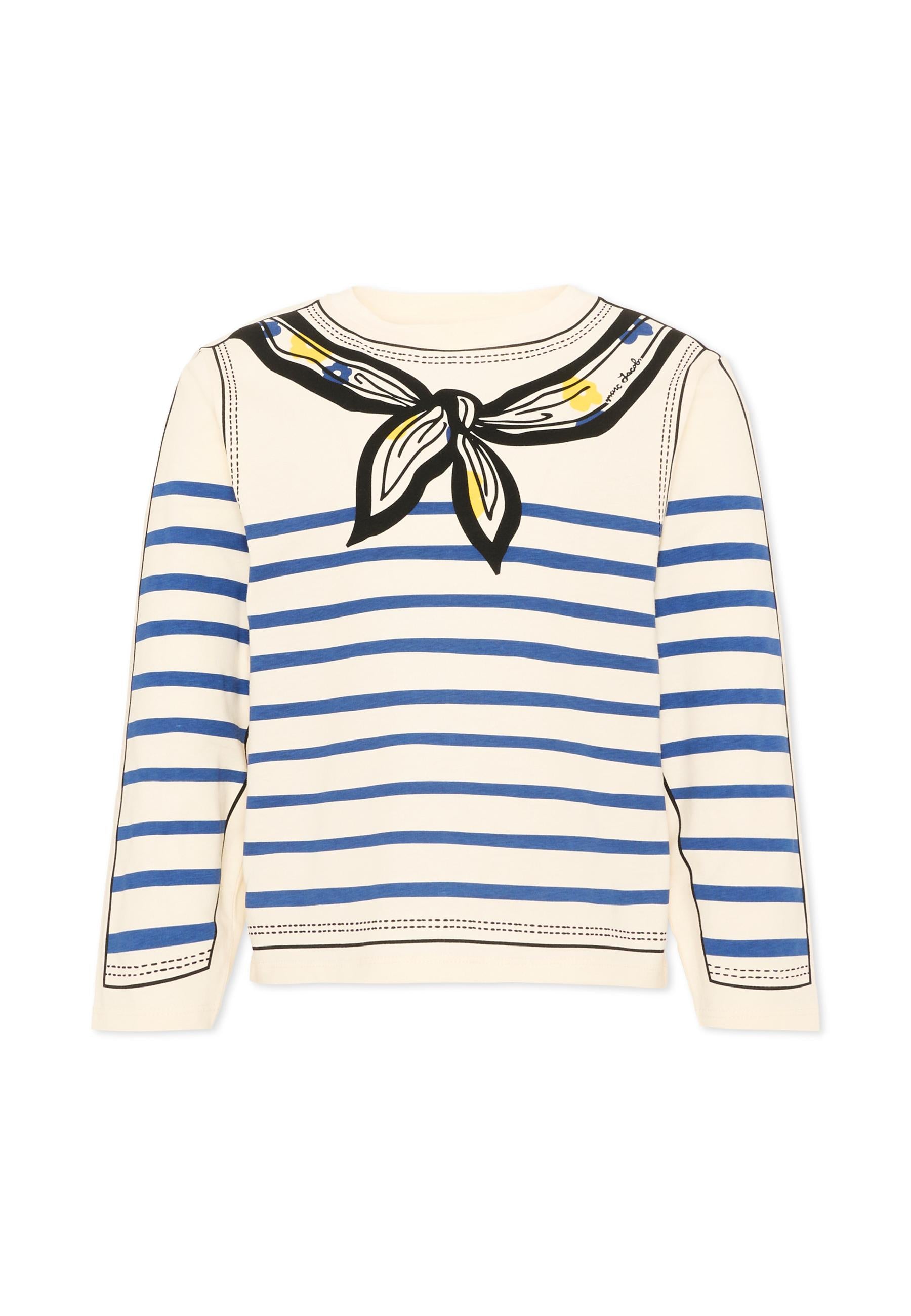 T-Shirt avorio per bambina a righe,Marc Jacobs,W60998 148