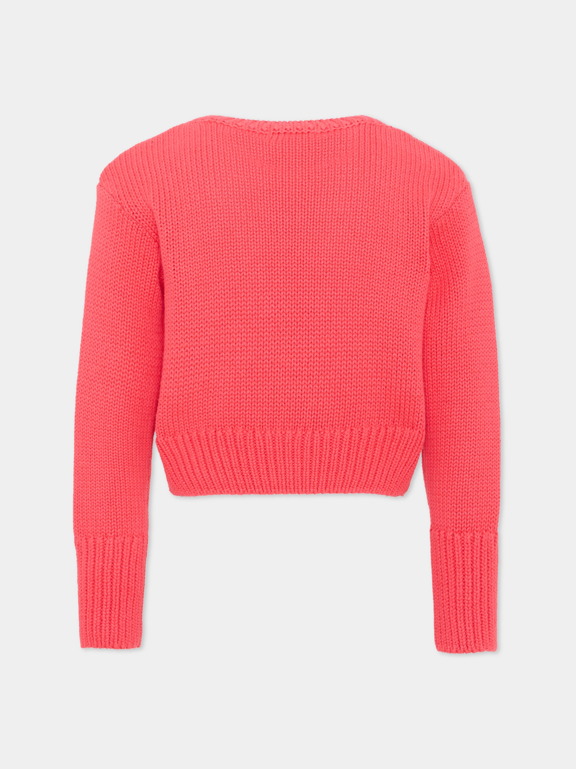 Maglione rosa per bambina con fiocco,Marc Jacobs,W61004 98A