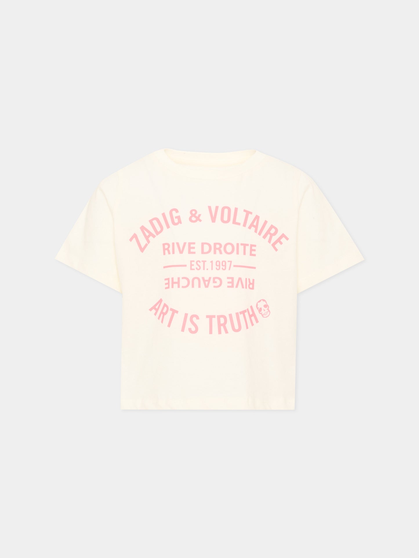 T-shirt avorio per bambina con logo,Zadig & Voltaire Kids,X60793 195