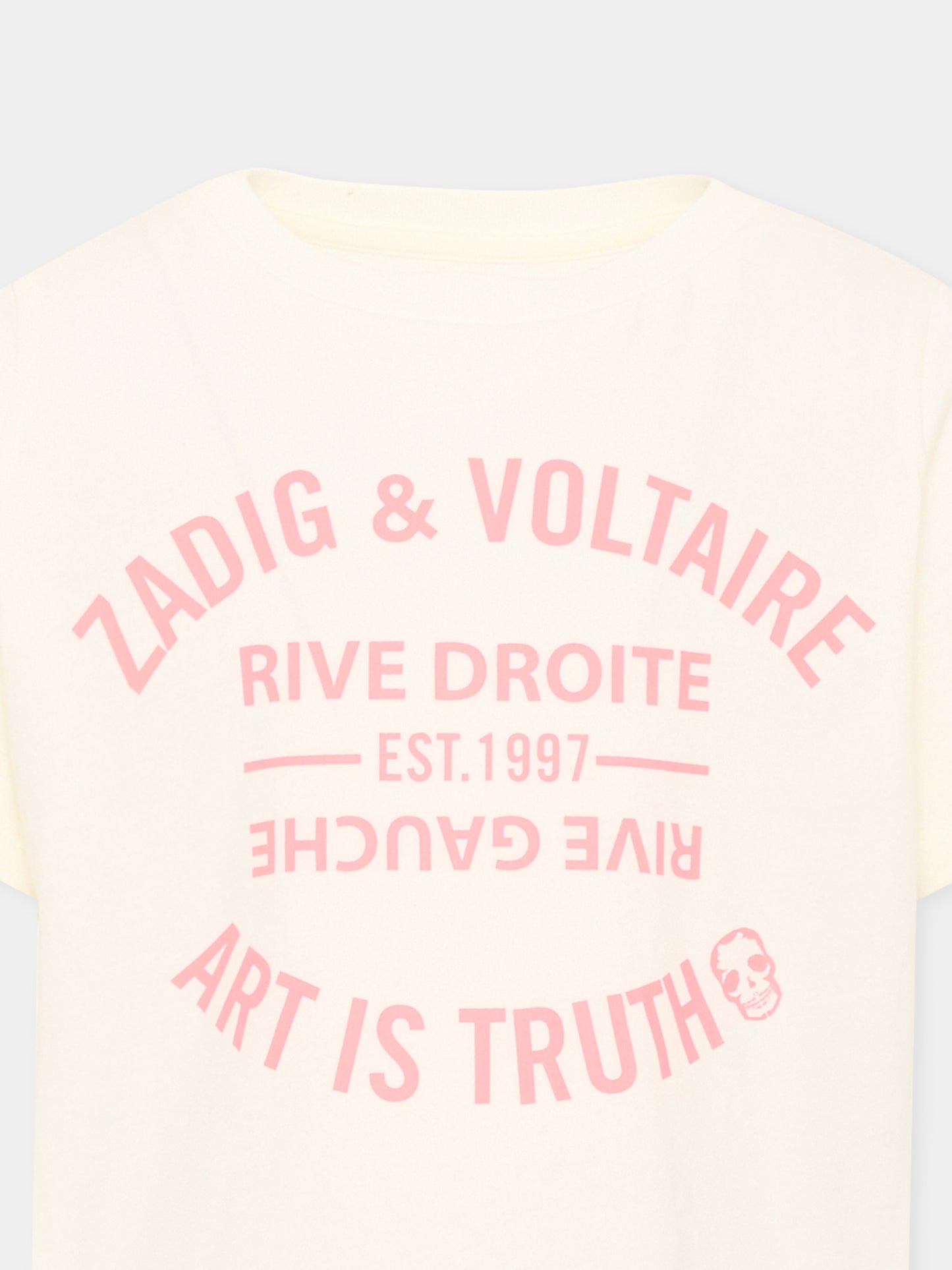 T-shirt avorio per bambina con logo,Zadig & Voltaire Kids,X60793 195