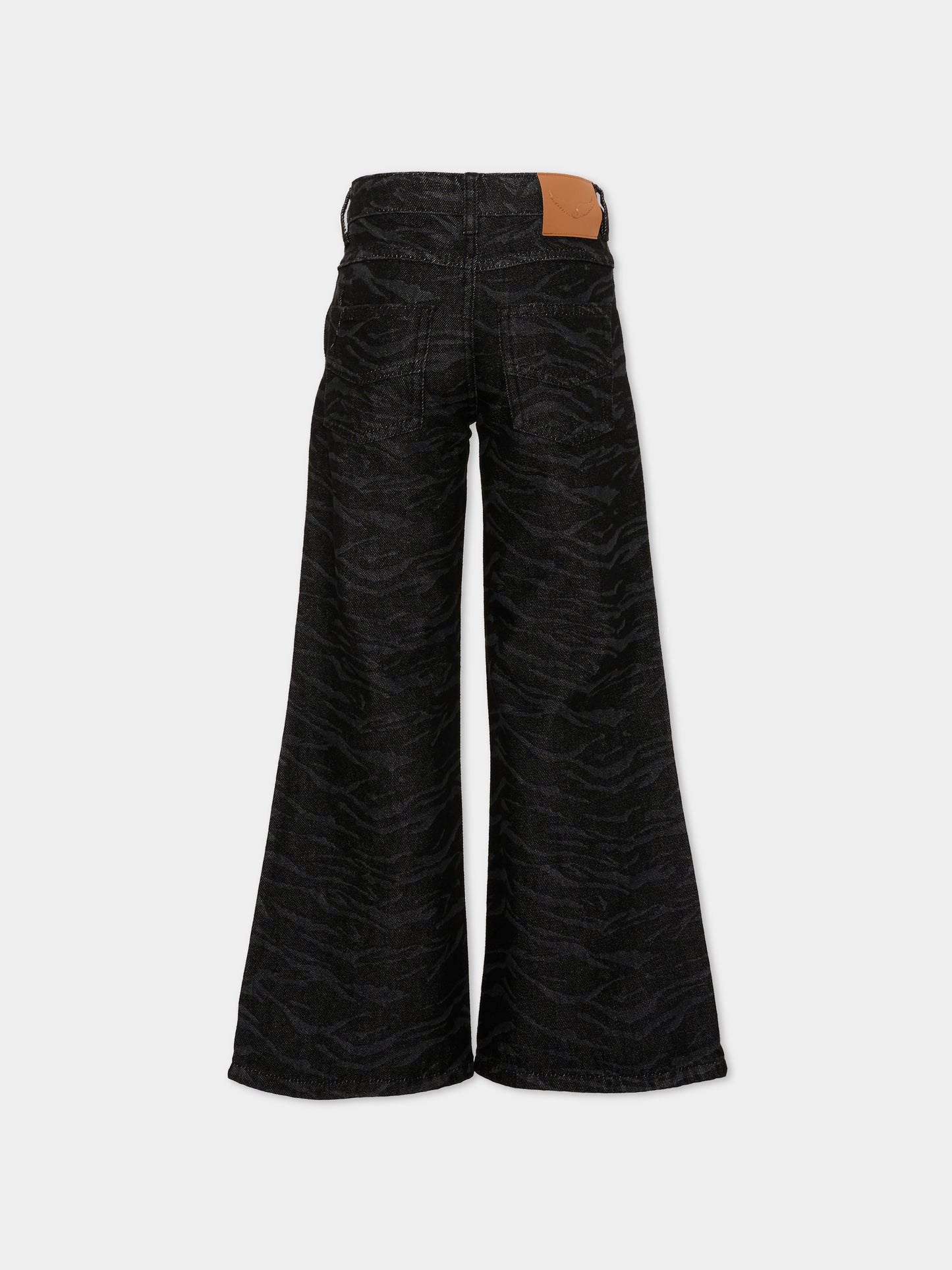 Jeans nero per bambina con stampa animalier,Zadig & Voltaire Kids,X60826 Z11