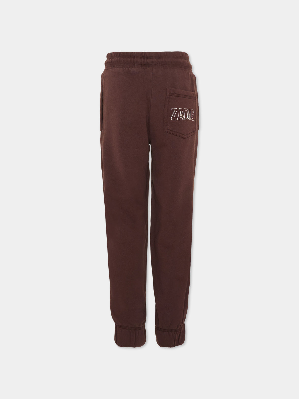 Pantalone marrone per bambini con logo,Zadig & Voltaire Kids,X60861 319