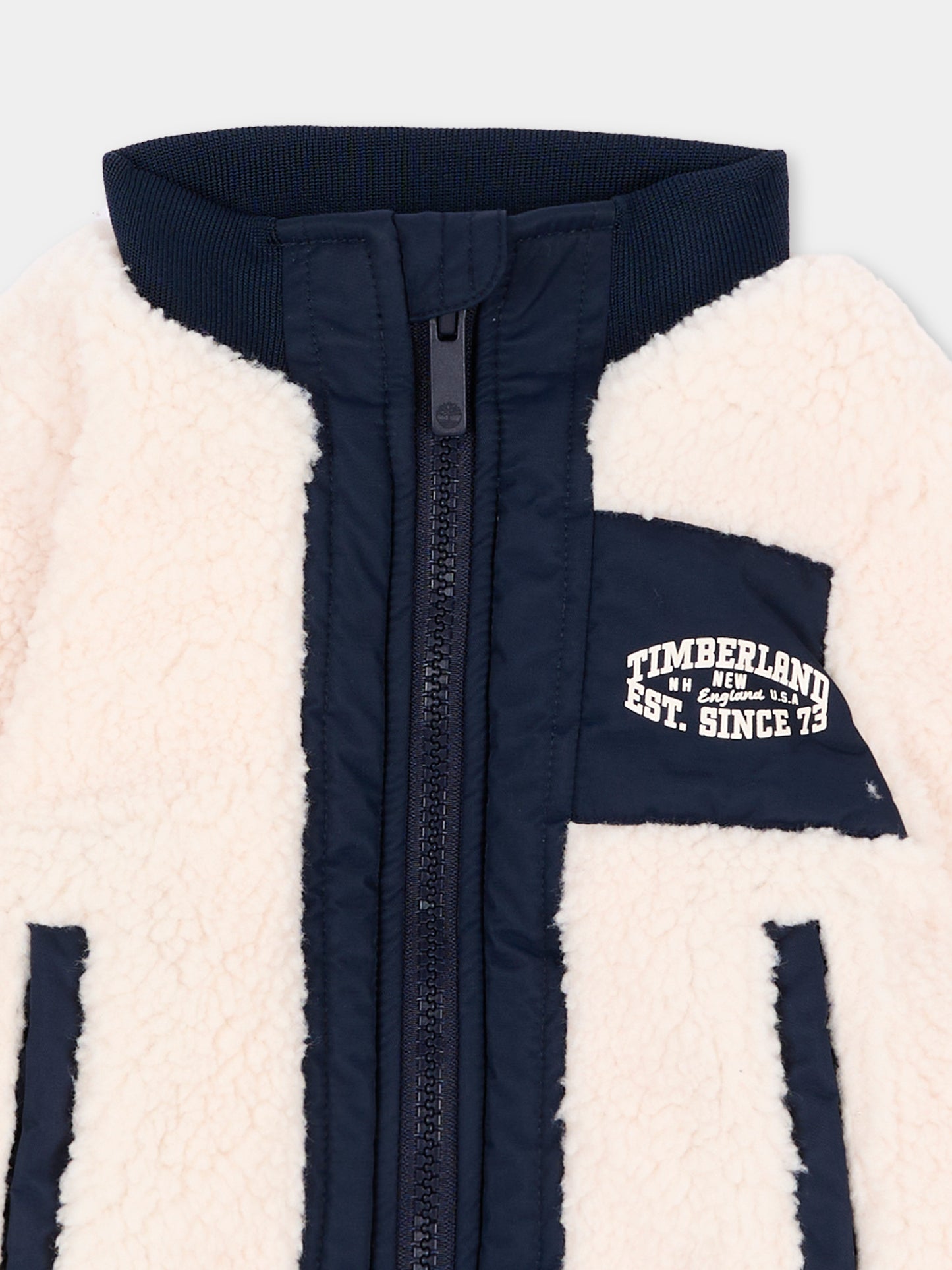 Ecopelliccia avorio per neonato con zip,Timberland,T61032 127