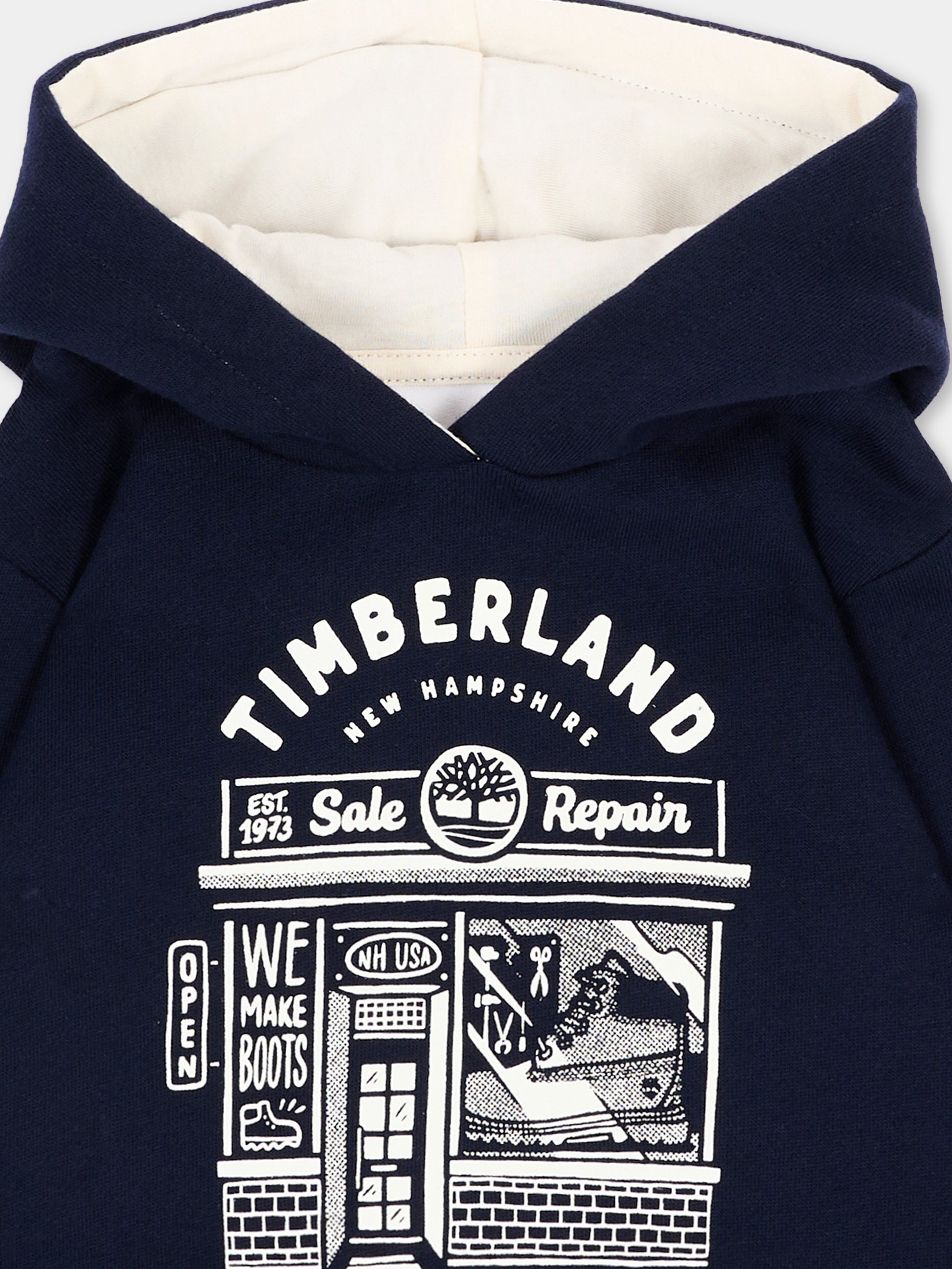 Felpa con cappuccio blu per neonato,Timberland,T61034 849