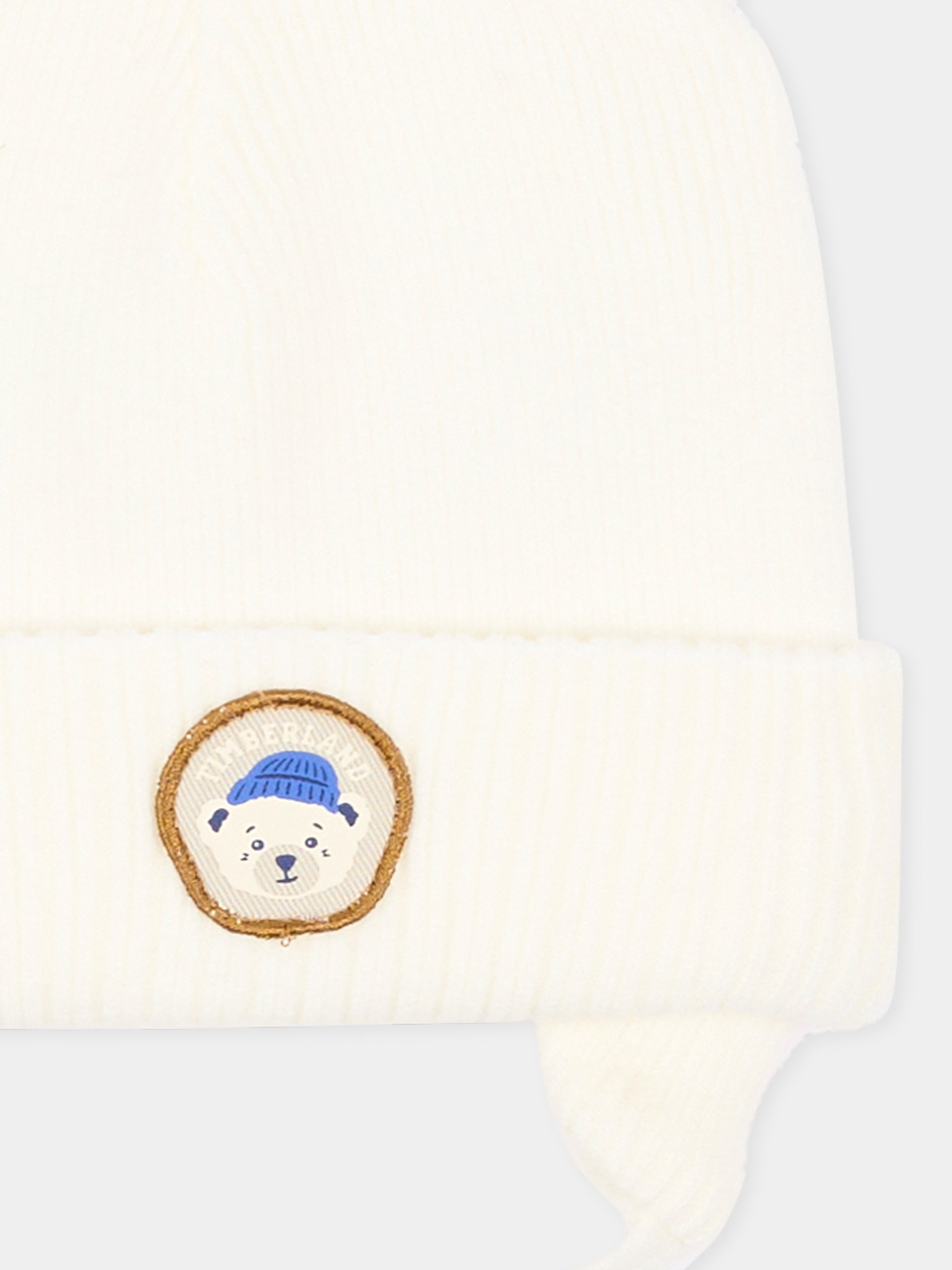 Berretto avorio per neonato con orsetto,Timberland,T61093 127