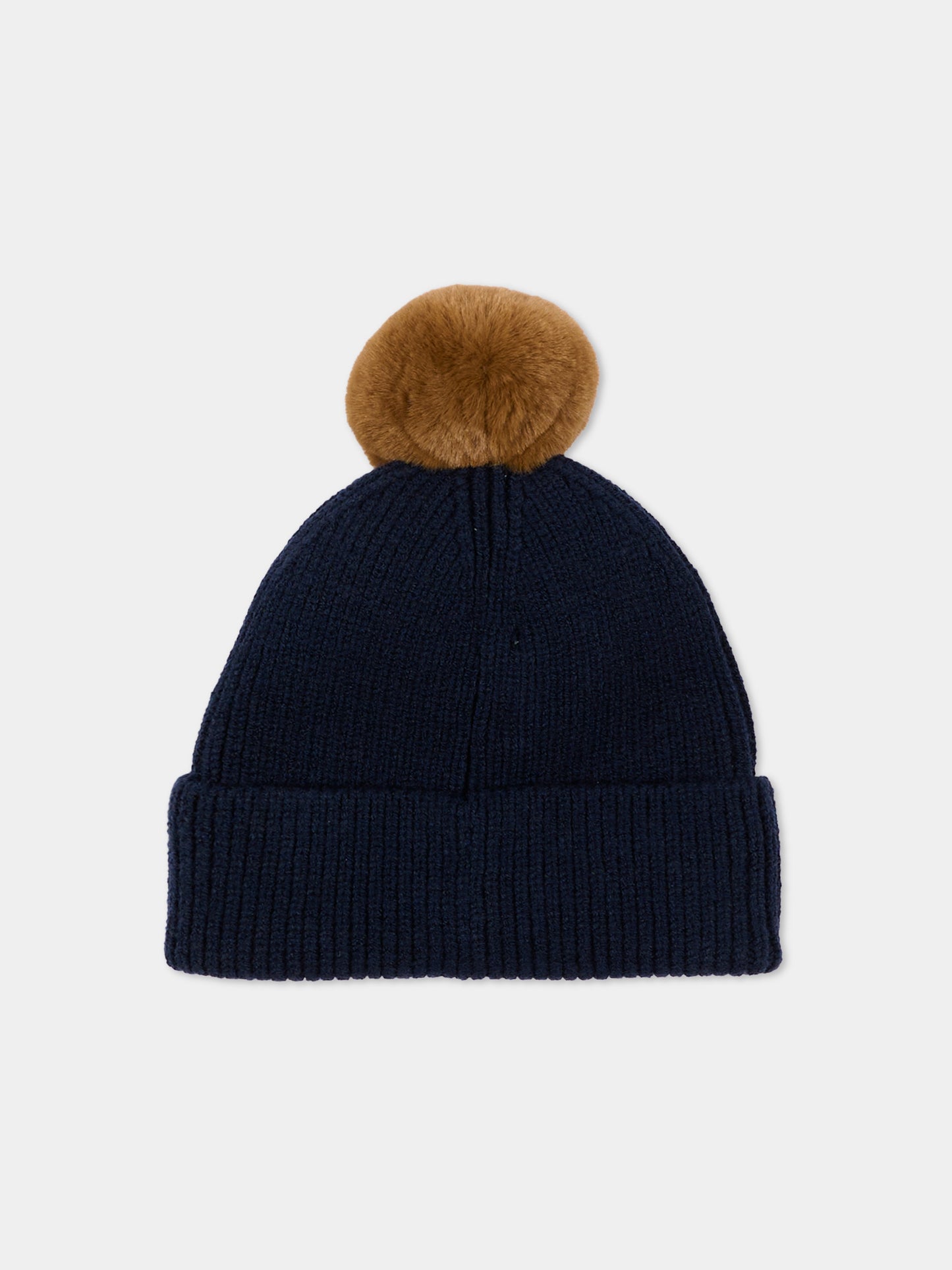 Berretto blu per neonato con pompon,Timberland,T61095 849