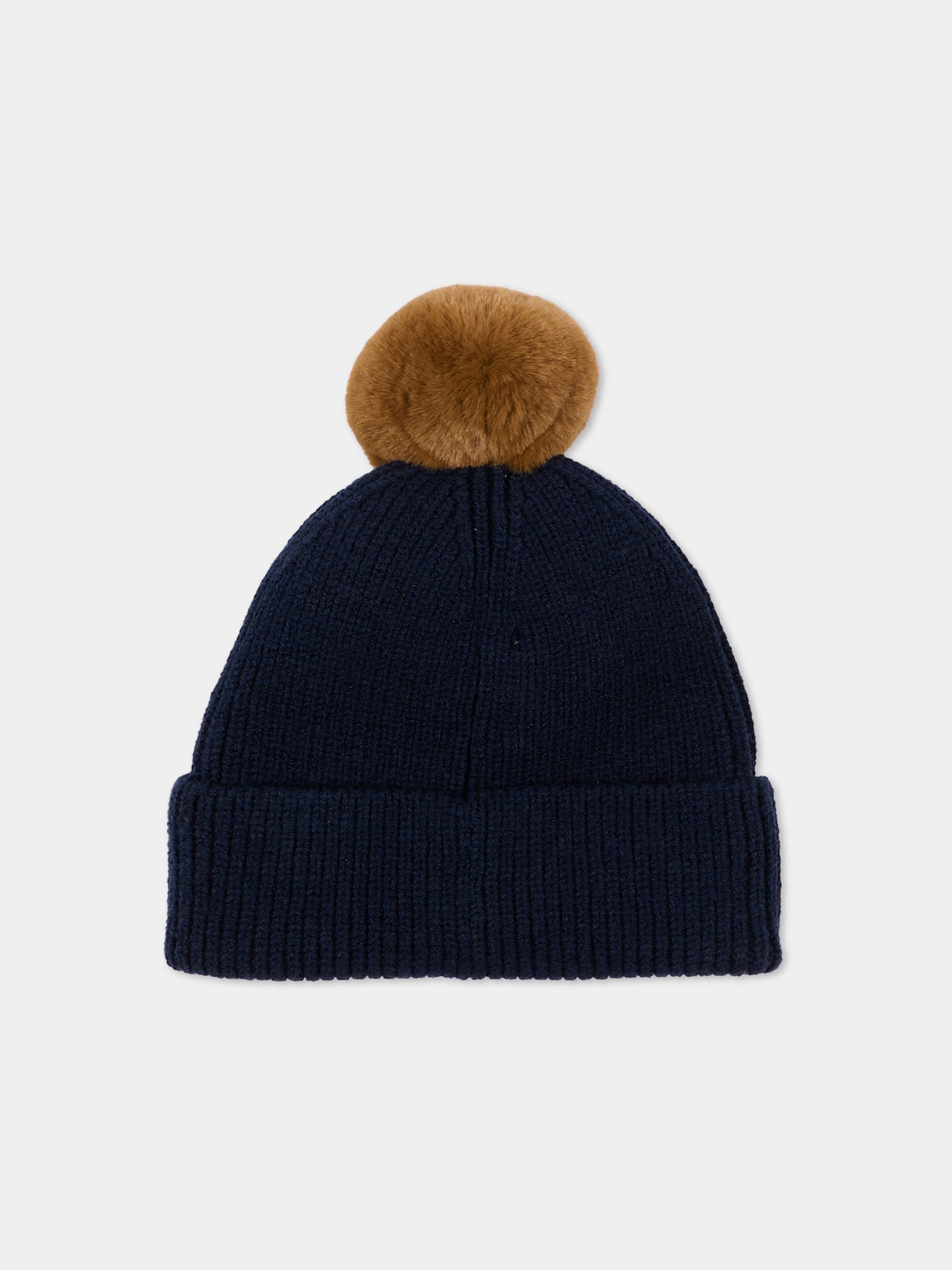 Berretto blu per neonato con pompon,Timberland,T61095 849