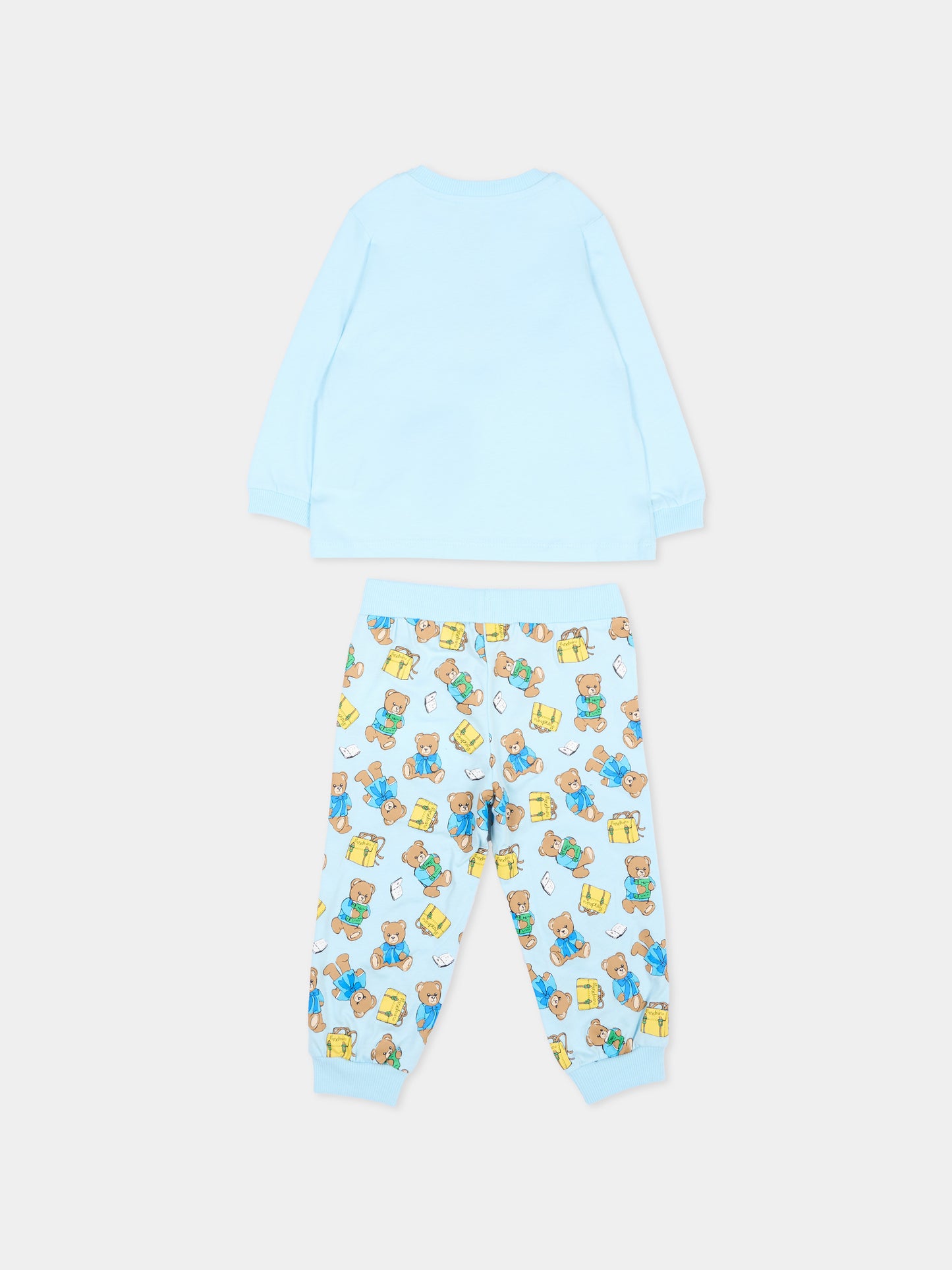 Completo sportivo azzurro per neonato con Teddy Bear,Moschino Kids,M5K02F LAB7A 82635