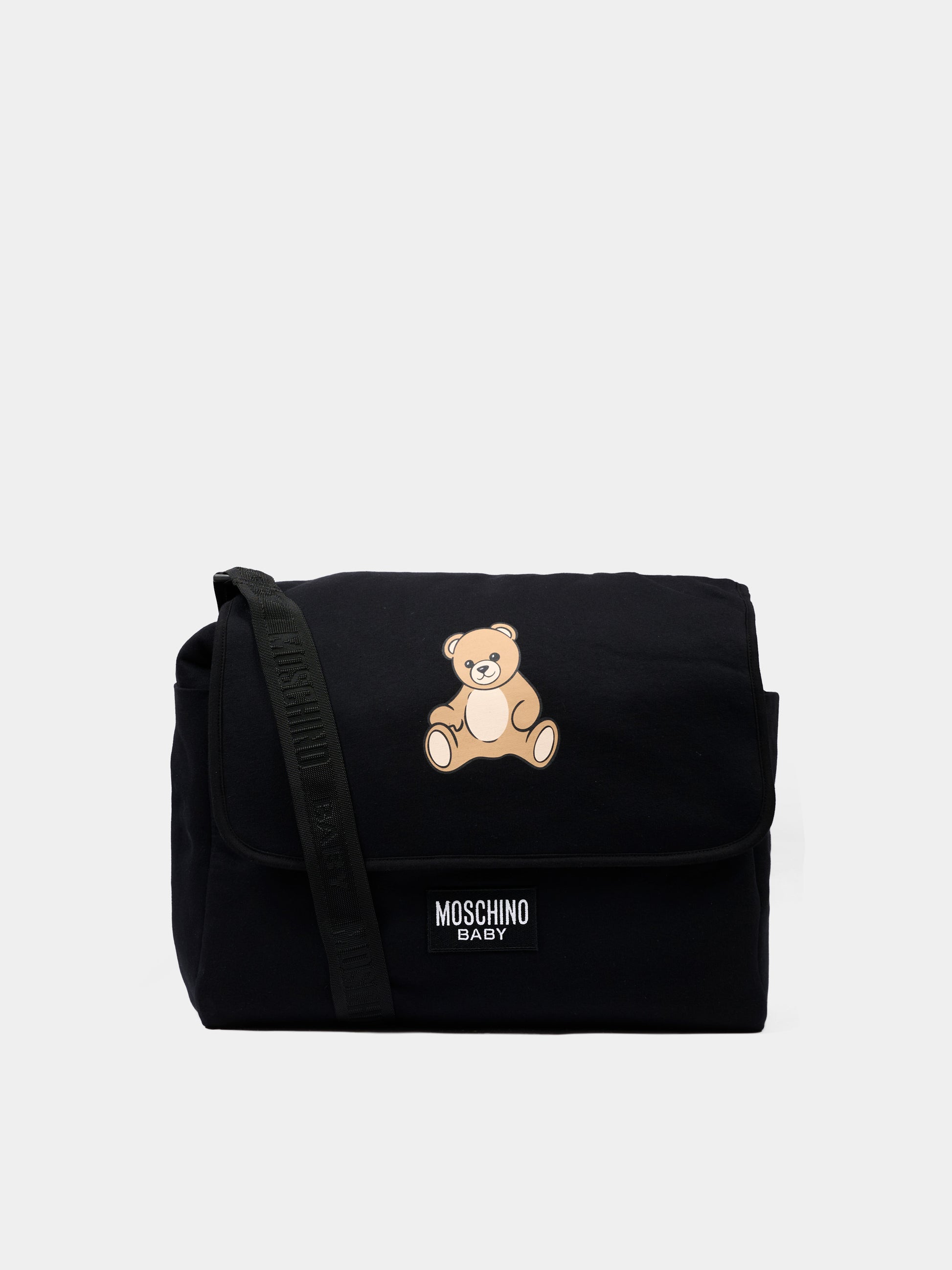 Borsa mamma nera per neonati con Teddy Bear,Moschino Kids,M5X03D LCA40 60100