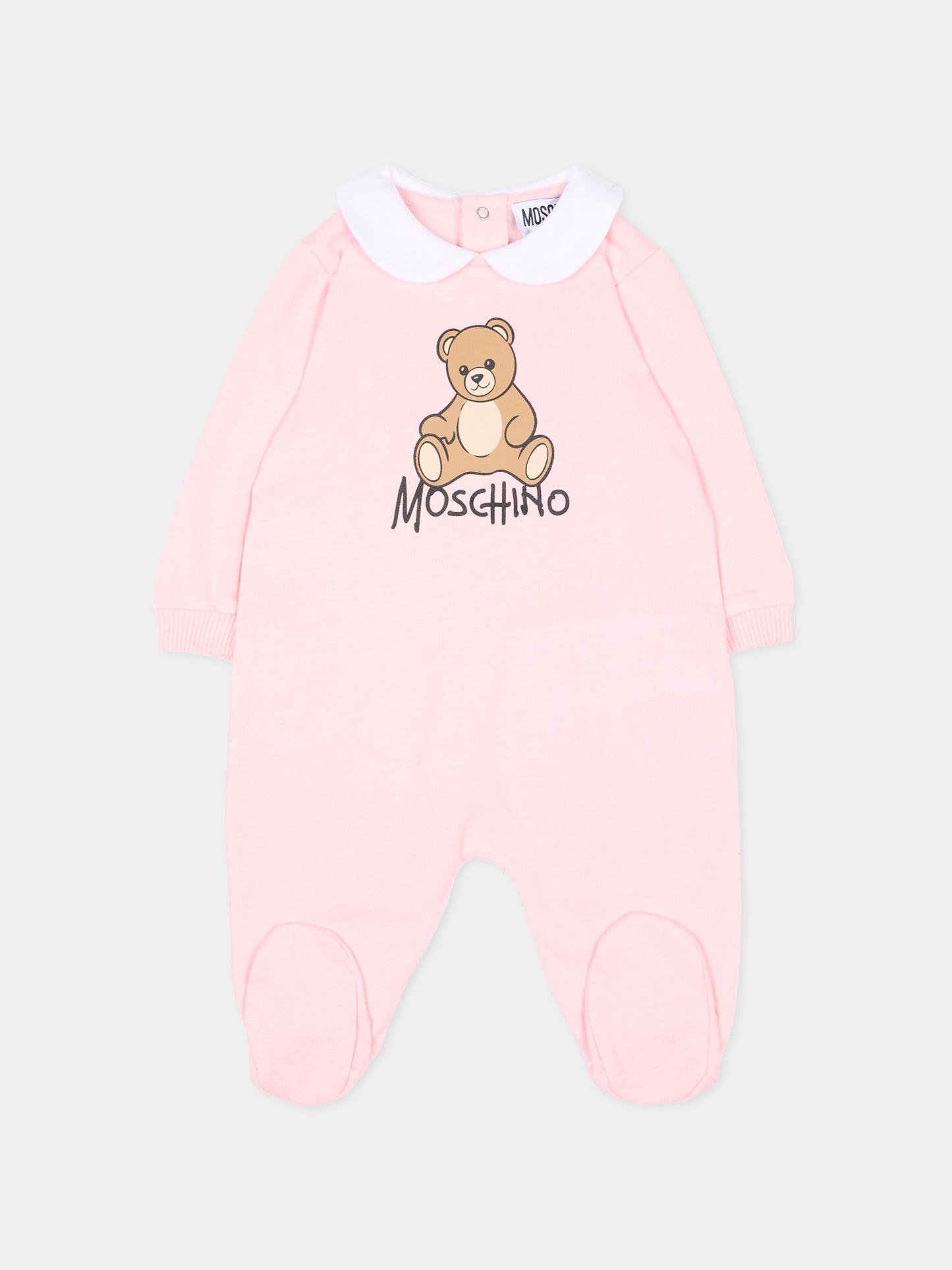 Tutina rosa per neonata con Teddy Bear,Moschino Kids,M5Y037 LCA40 50209