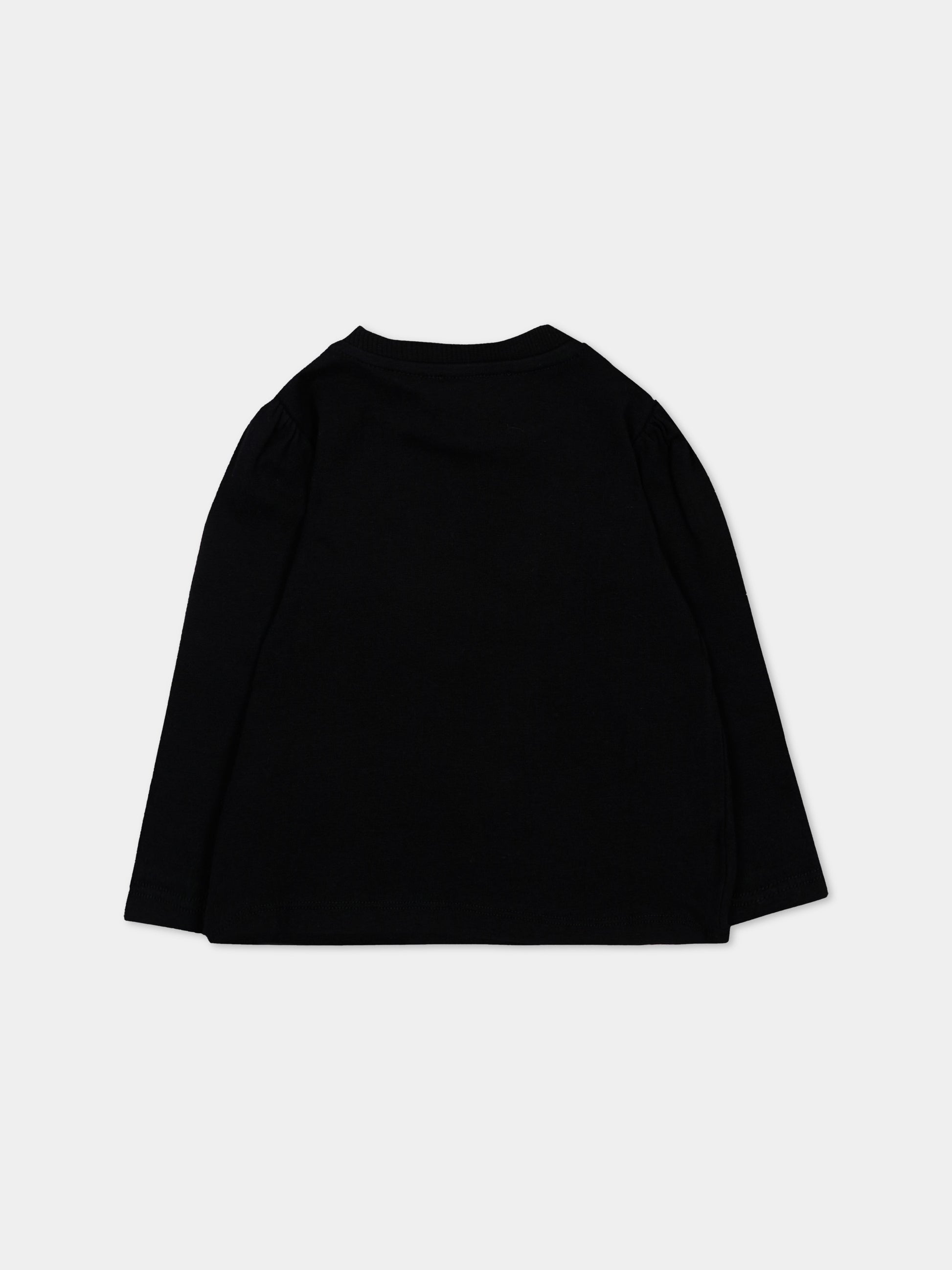 T-shirt nera per neonata con Teddy Bear,Moschino Kids,MAO00V LBA11 60100