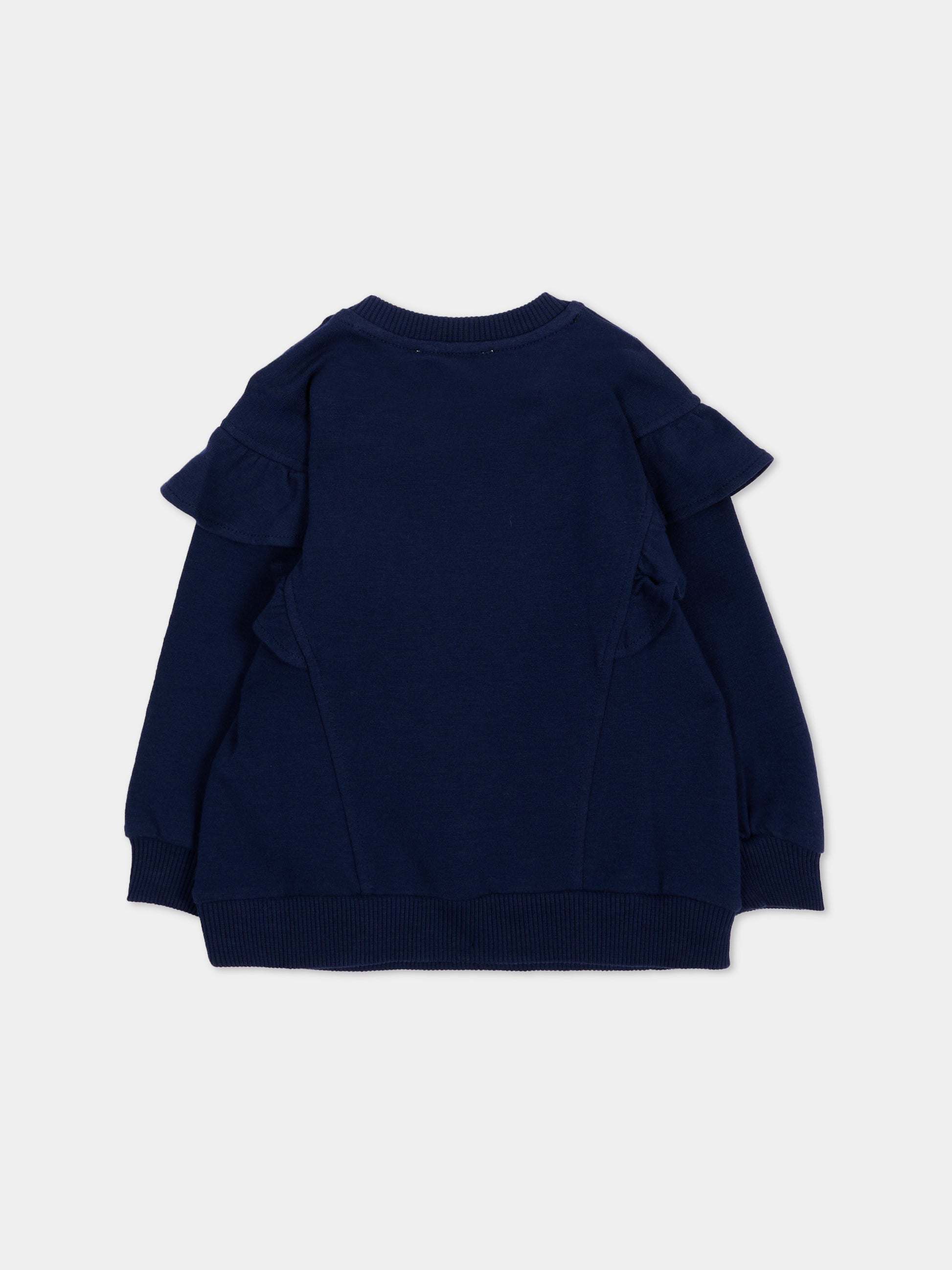 Felpa blu per neonata con Teddy Bear,Moschino Kids,MDF036 LDA18 40016