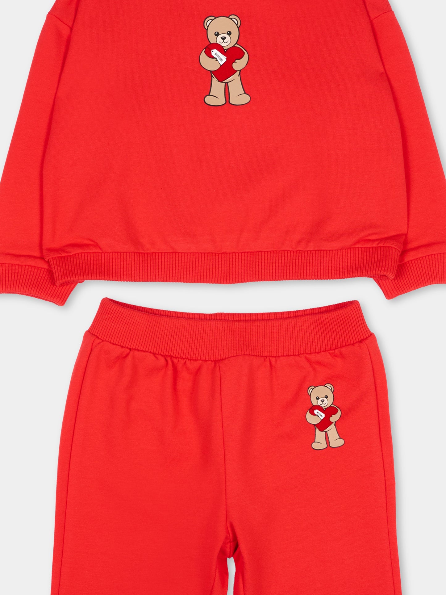 Completo sportivo rosso per neonata con Teddy Bear,Moschino Kids,MDK03G LDA63 50109