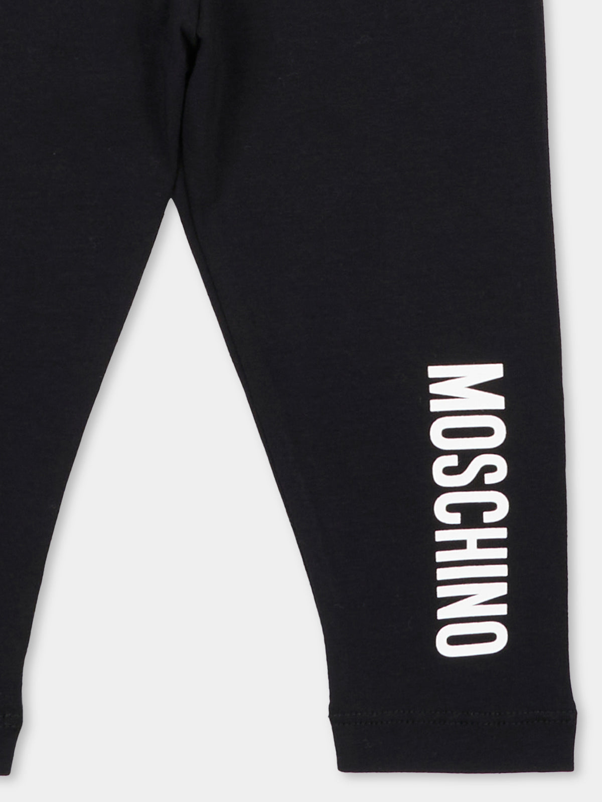 Leggings neri per neonata con logo,Moschino Kids,MDP03P LBA42 60100