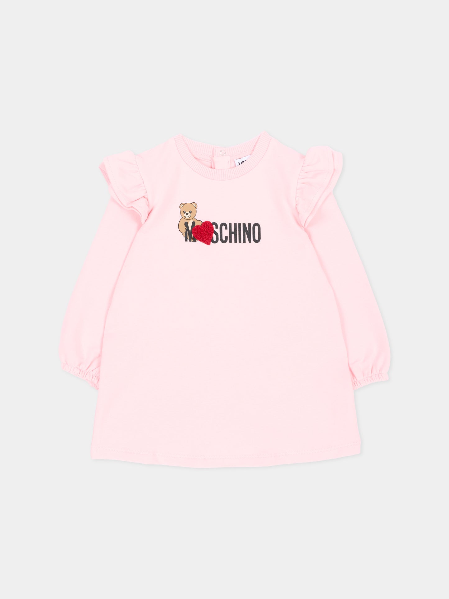 Vestito rosa per neonata con Teddy Bear,Moschino Kids,MDV0DP LDA18 50209