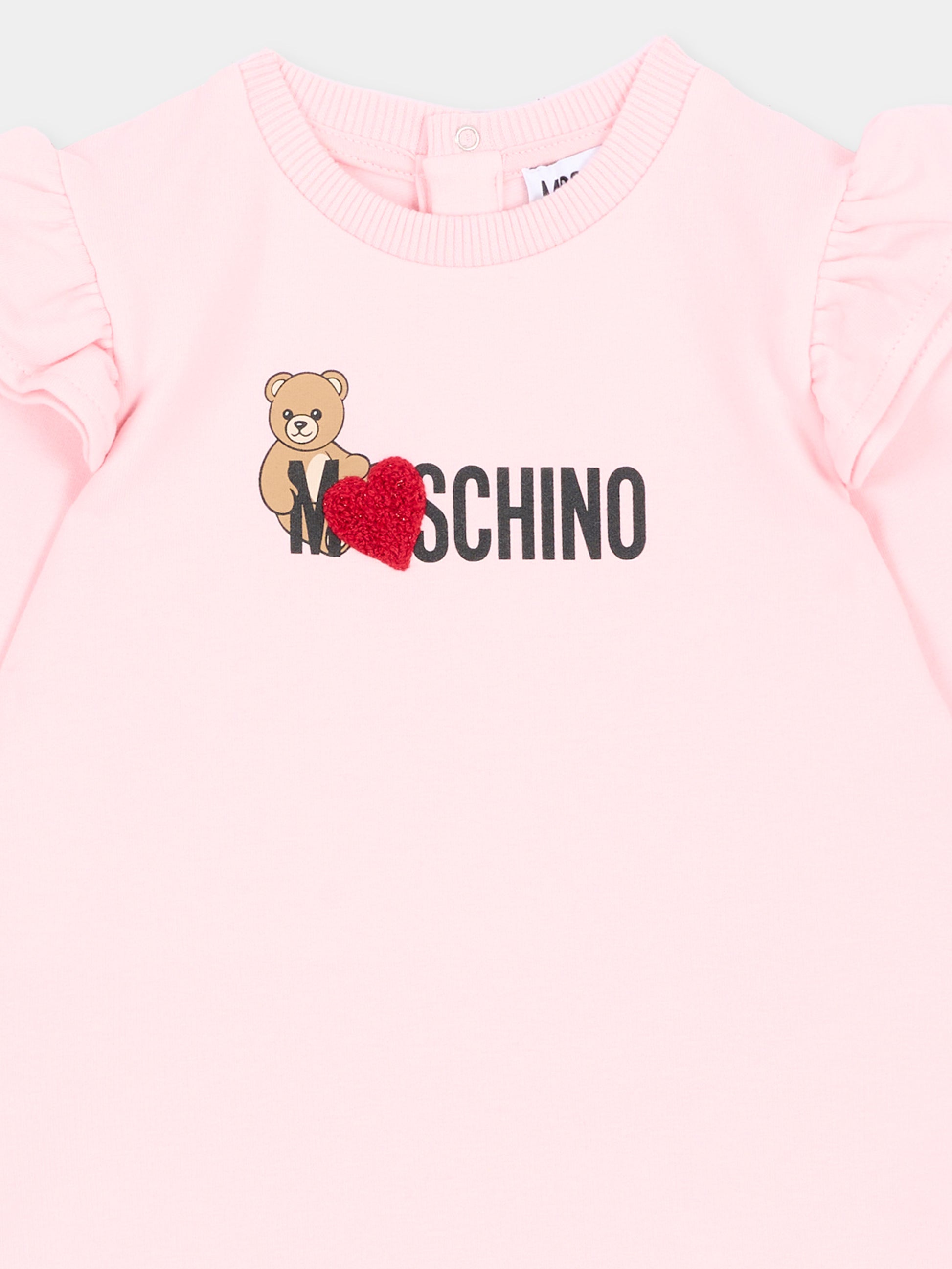 Vestito rosa per neonata con Teddy Bear,Moschino Kids,MDV0DP LDA18 50209
