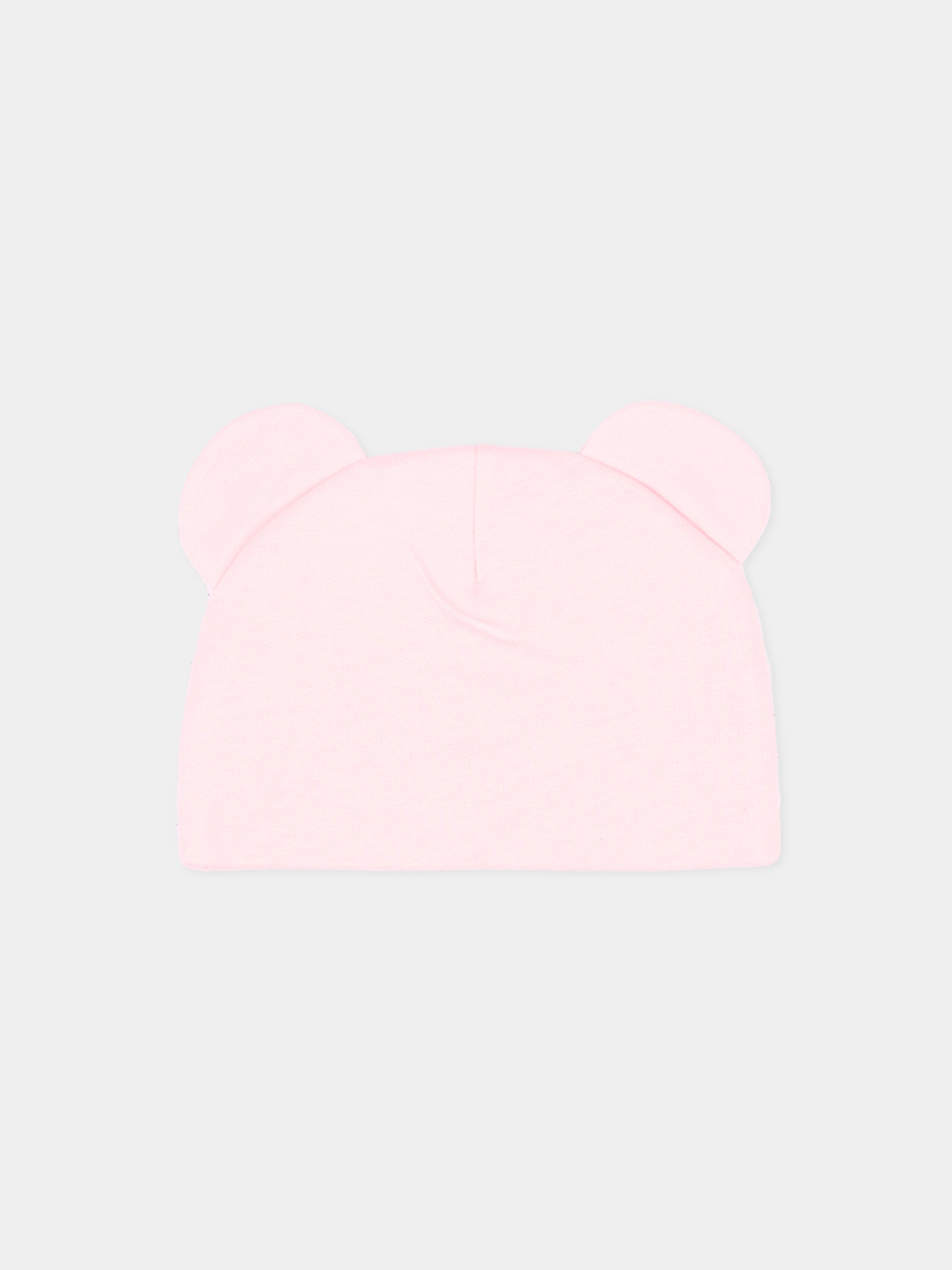 Cappellino rosa per neonata con Teddy Bear,Moschino Kids,MMX05H LCA40 50209