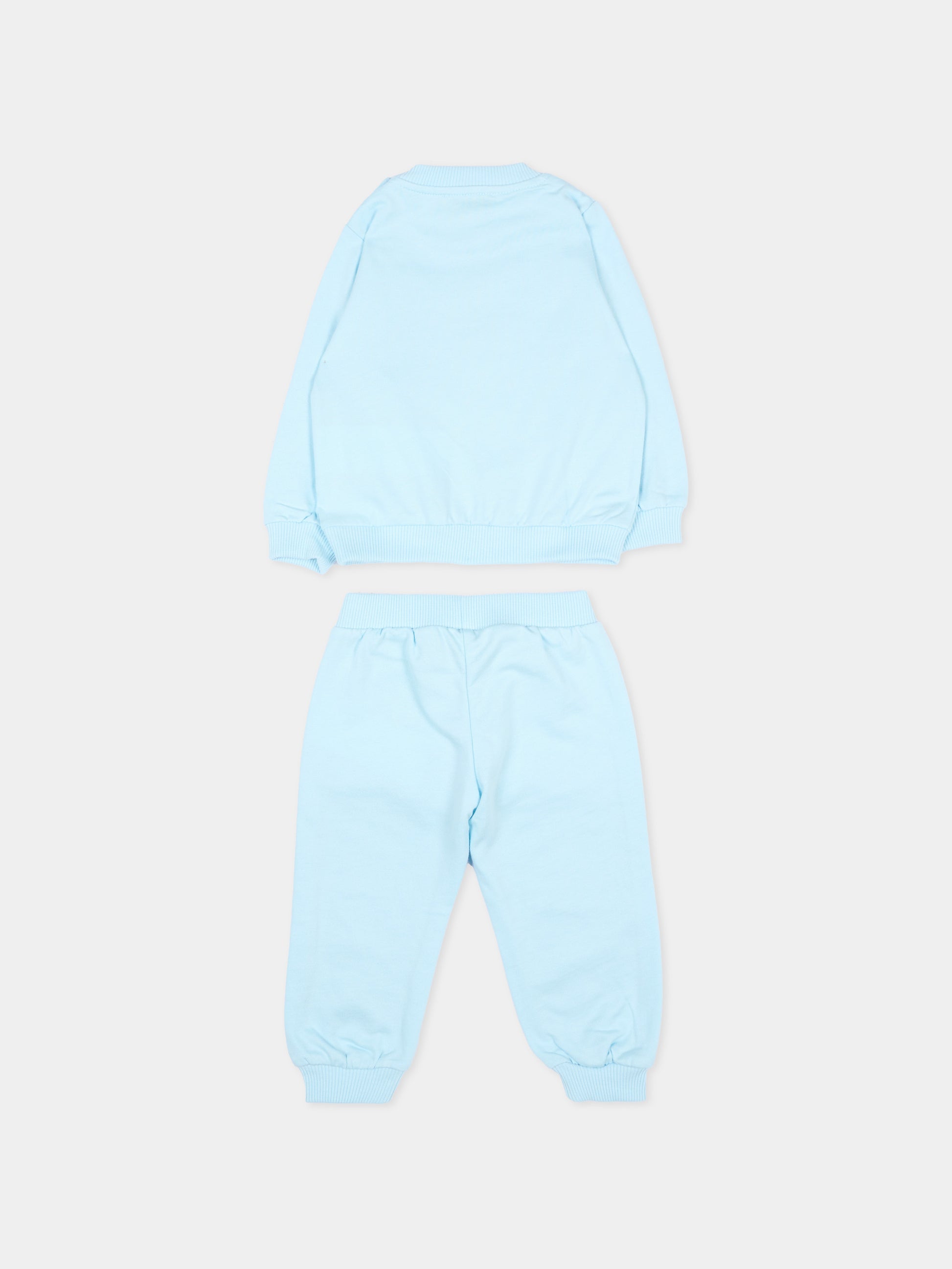 Completo sportivo azzurro per neonato con Teddy Bear,Moschino Kids,MPK05E LCA40 40304
