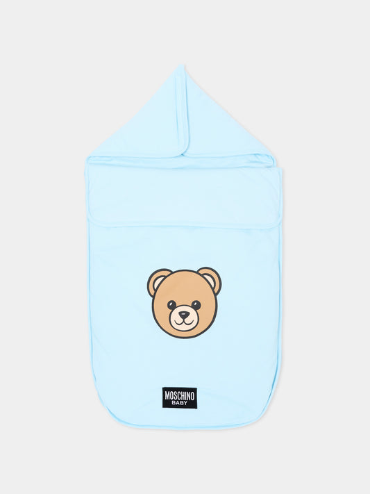 Sacco nanna azzurro per neonato con Teddy Bear,Moschino Kids,MUE00W LCA40 40304