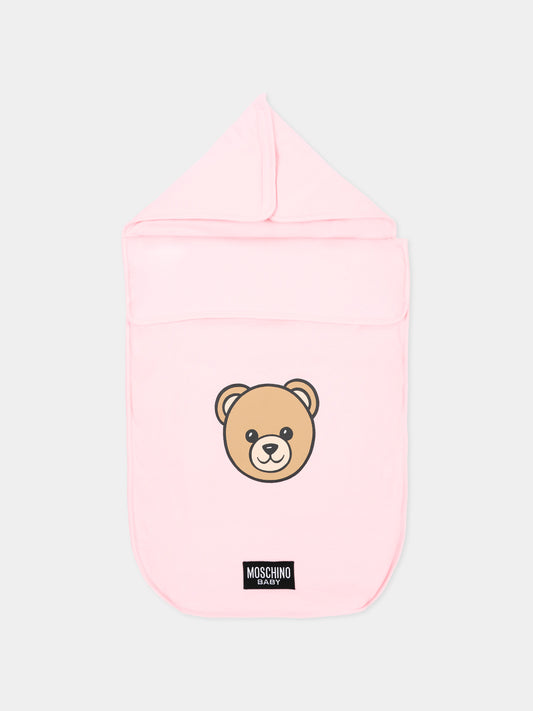 Sacco nanna rosa per neonata con Teddy Bear,Moschino Kids,MUE00W LCA40 50209