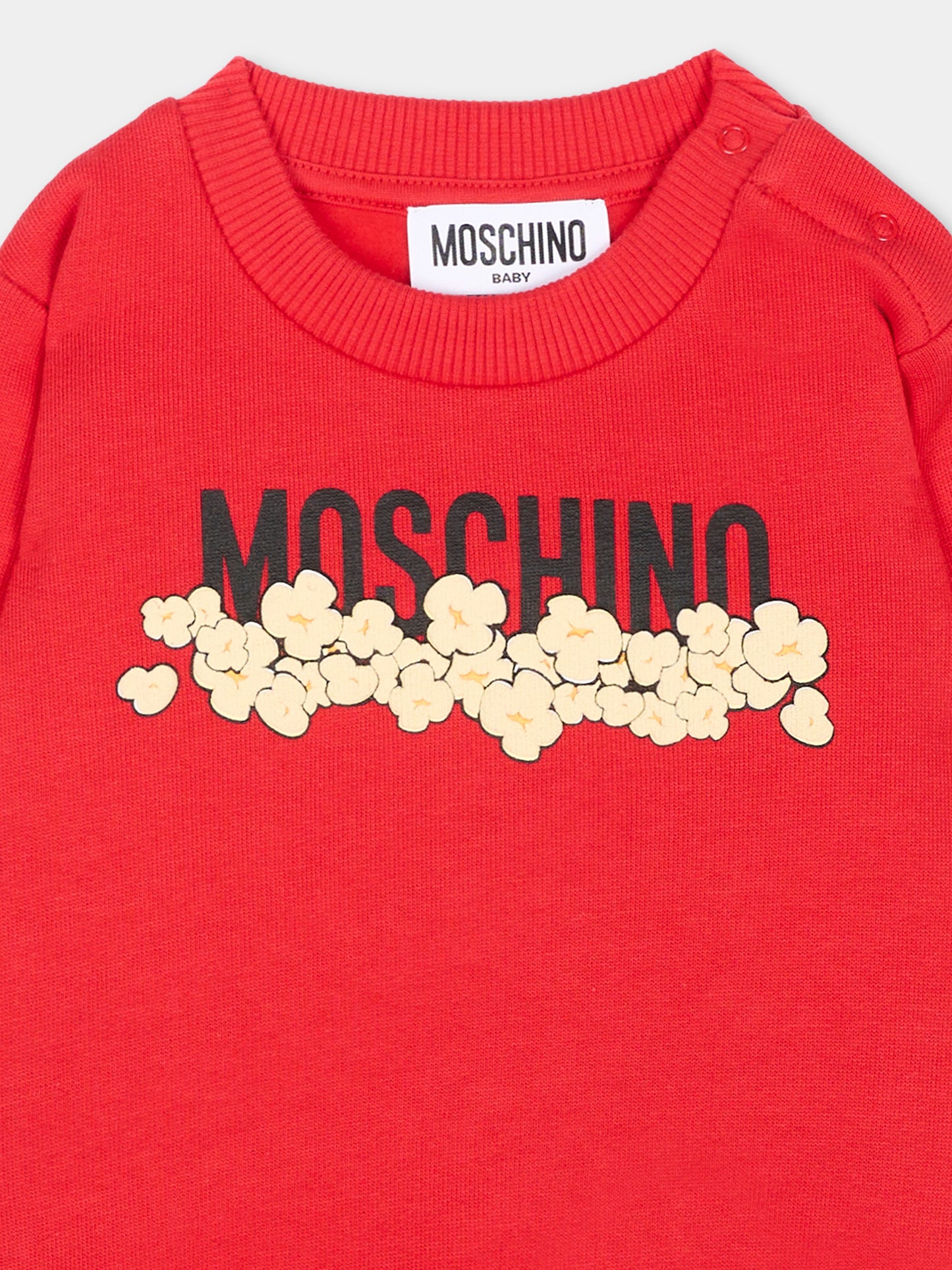 Felpa rossa per neonata con logo,Moschino Kids,MUF06R LCA83 50109