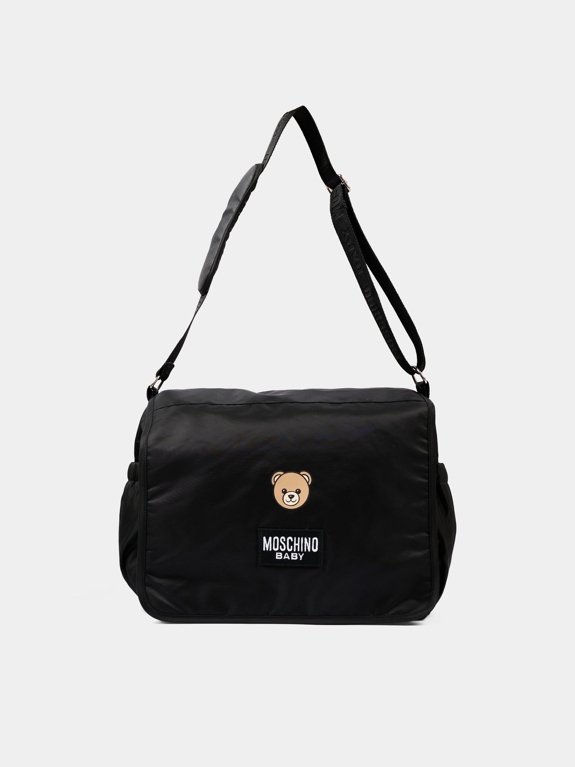 Borsa mamma nera per neonati con logo,Moschino Kids,MUX05Y L3AC5 60100