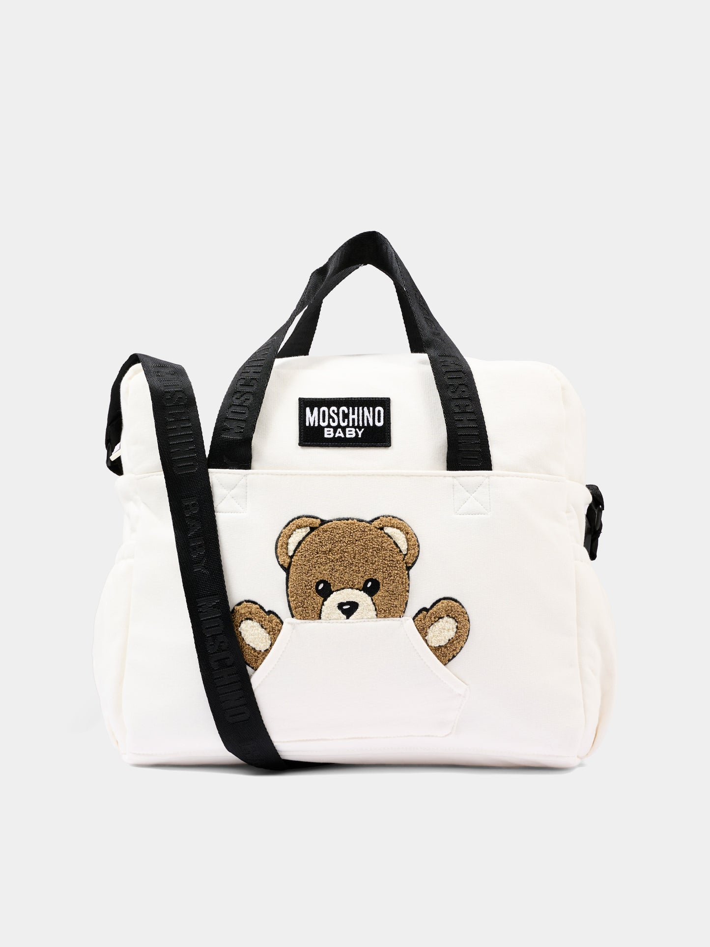 Borsa mamma bianca per neonati con Teddy Bear,Moschino Kids,MUX062 LCA93 10063