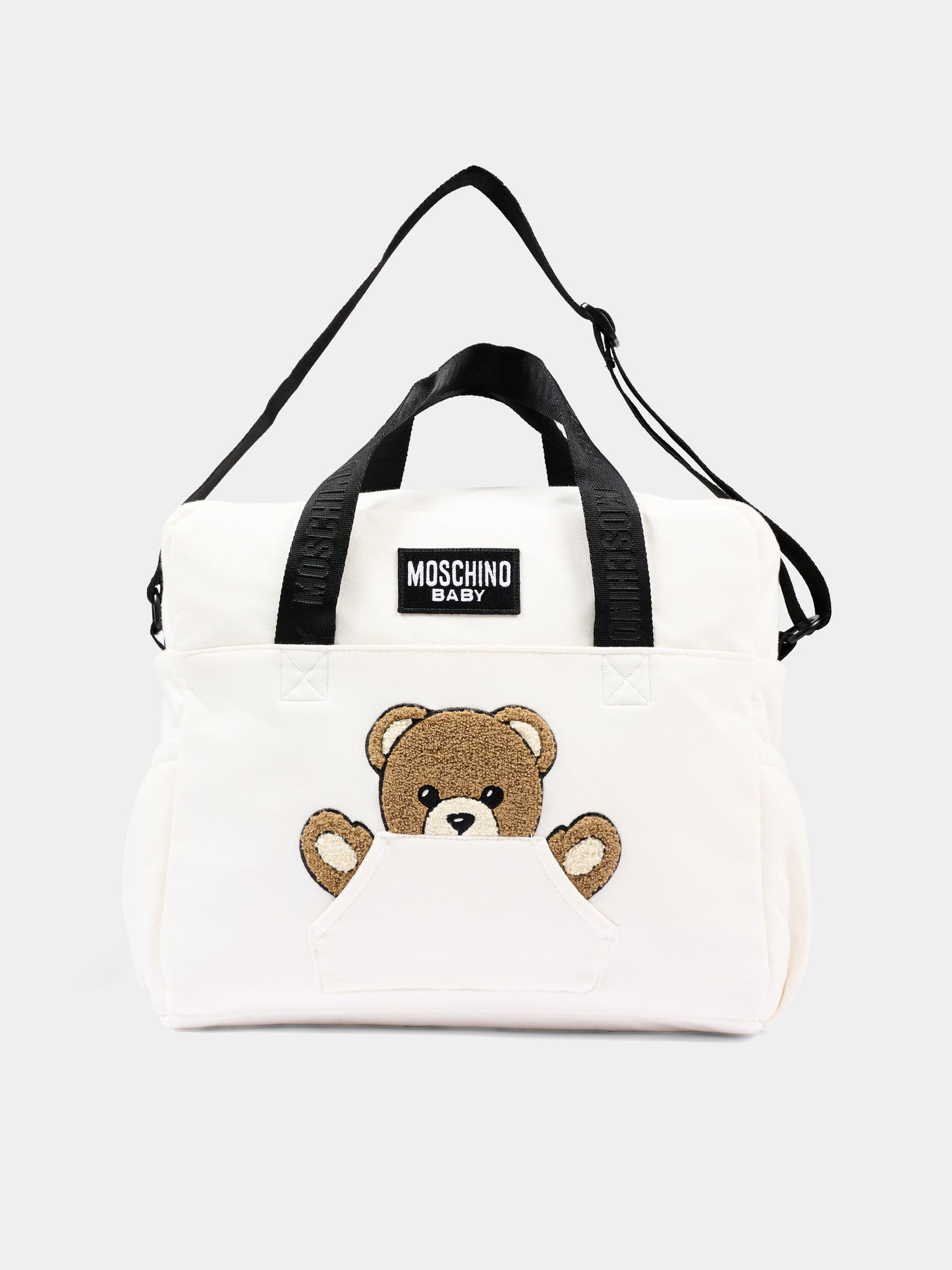 Borsa mamma bianca per neonati con Teddy Bear,Moschino Kids,MUX062 LCA93 10063
