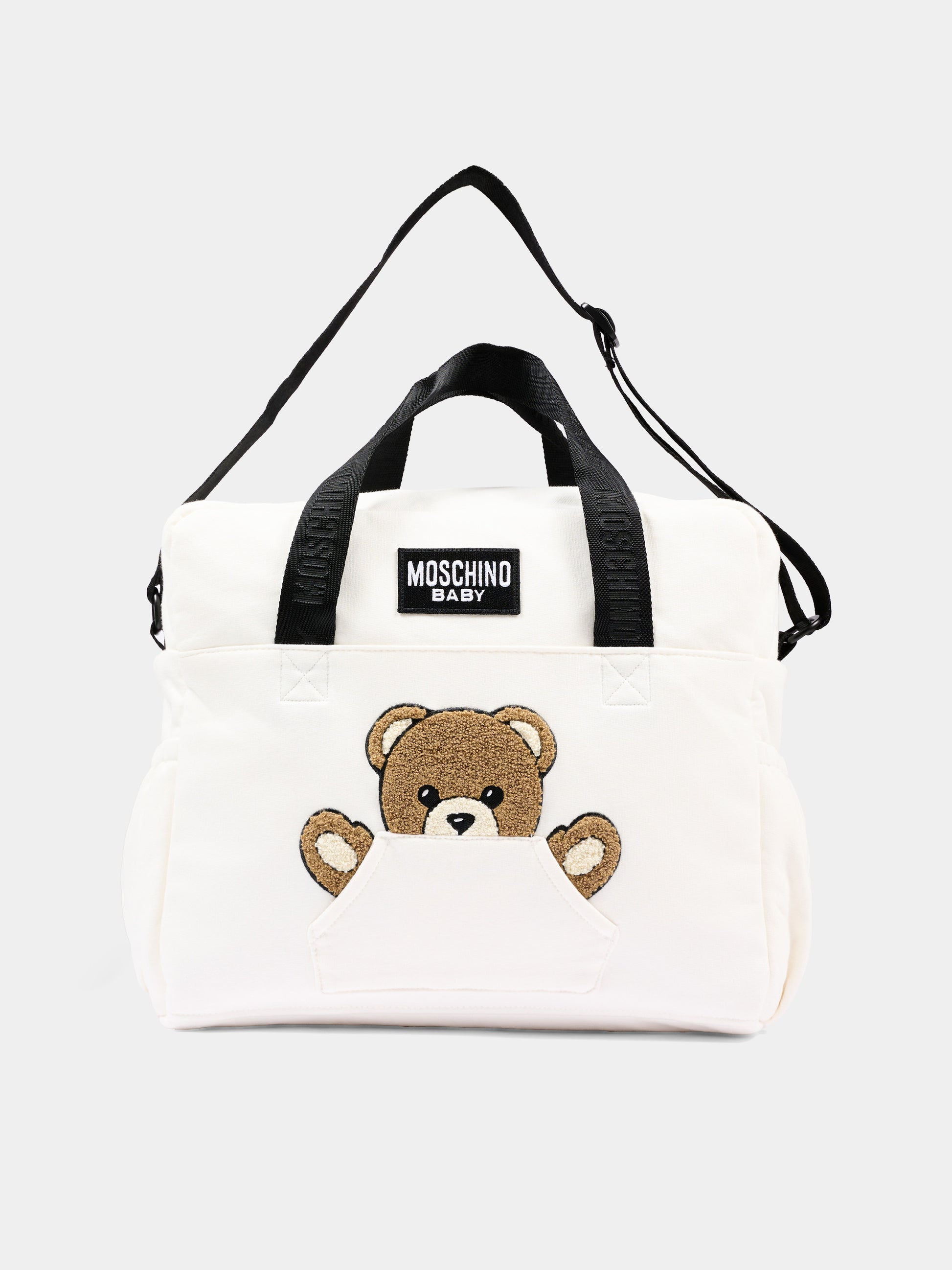 Borsa mamma bianca per neonati con Teddy Bear,Moschino Kids,MUX062 LCA93 10063