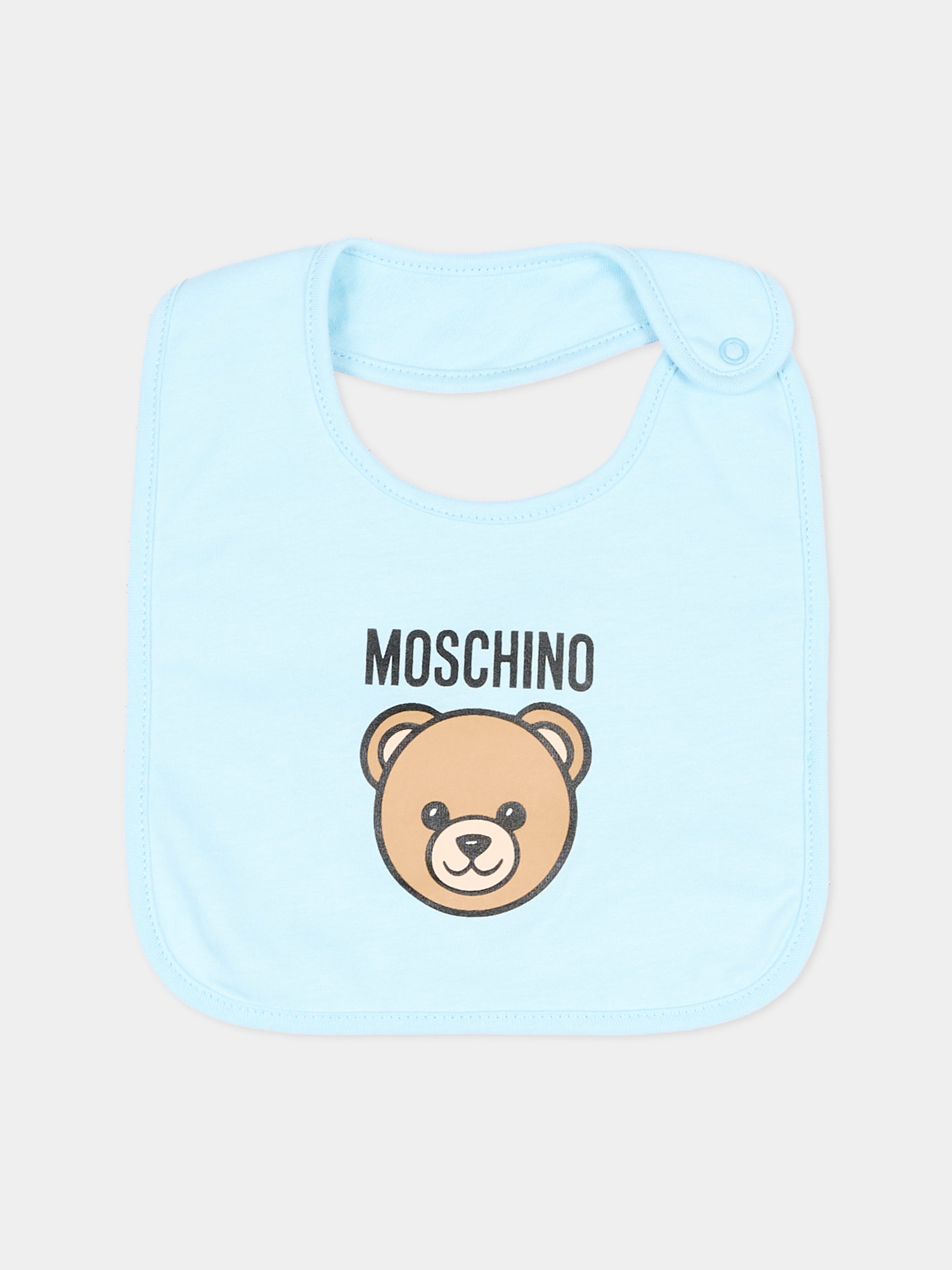 Set tutina azzurro per neonato con Teddy Bear,Moschino Kids,MUY09P LCA40 40304