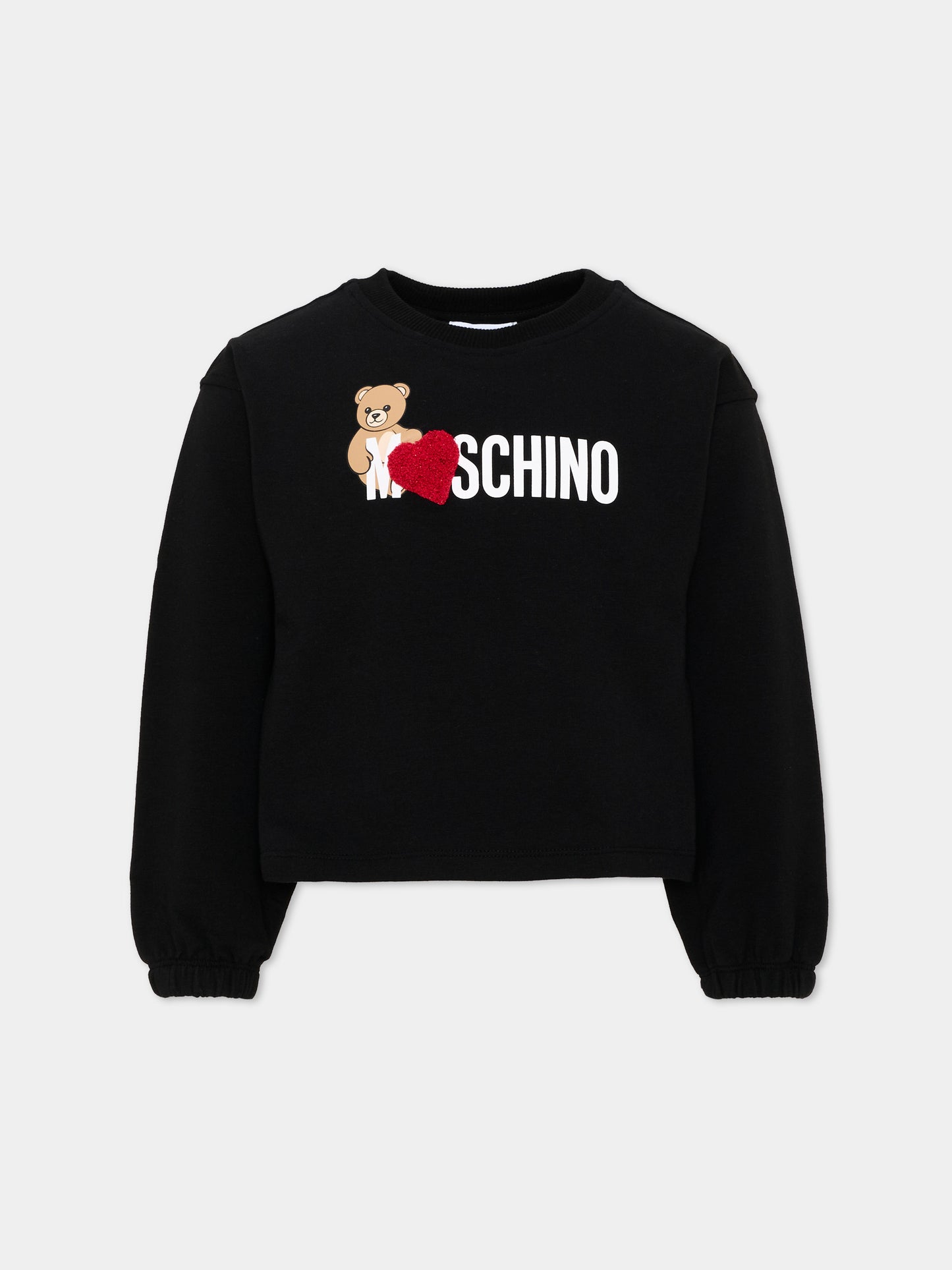 Felpa nera per bambina con Teddy Bear,Moschino Kids,HDF06U LDA18 60100