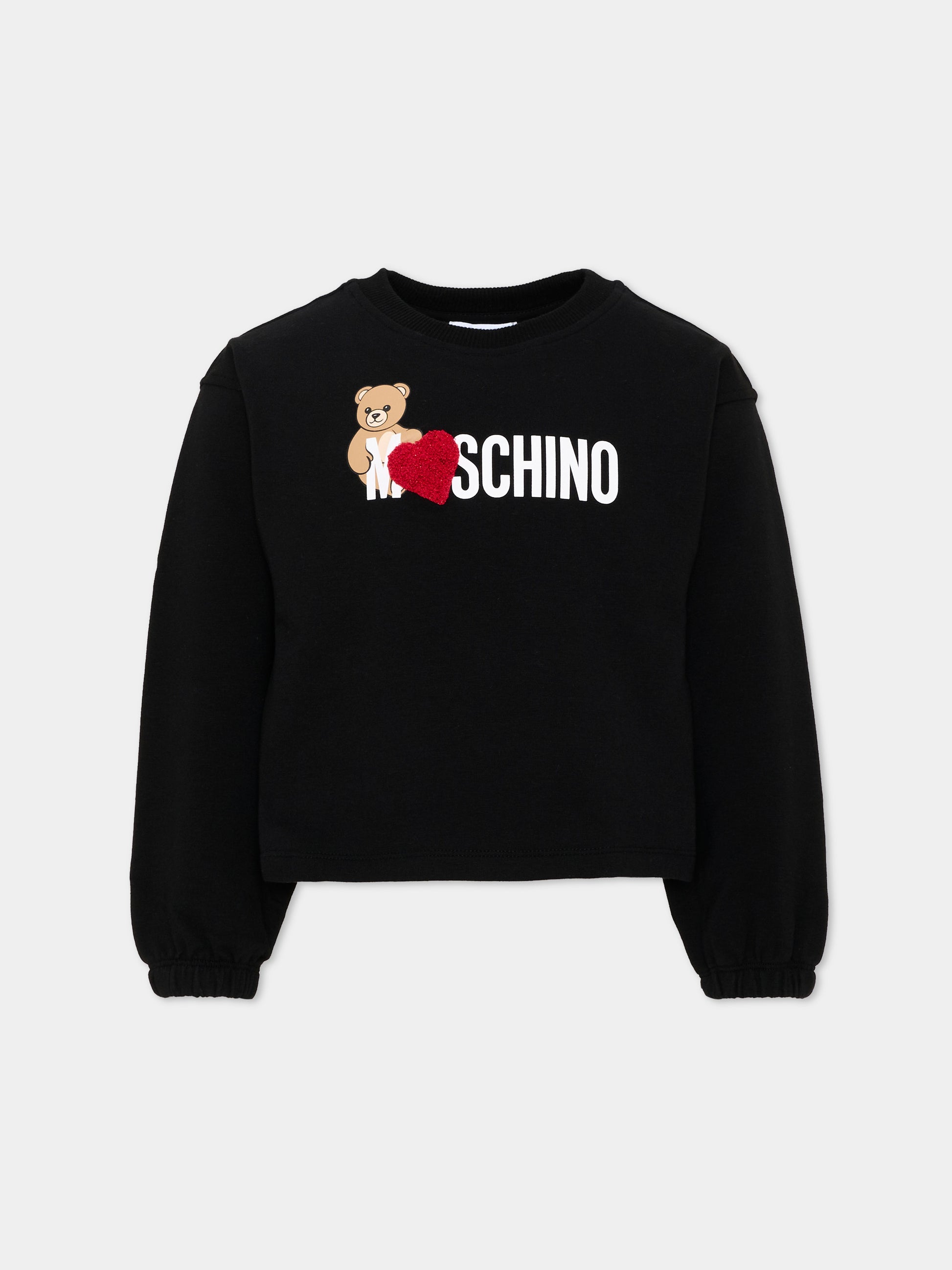 Felpa nera per bambina con Teddy Bear,Moschino Kids,HDF06U LDA18 60100