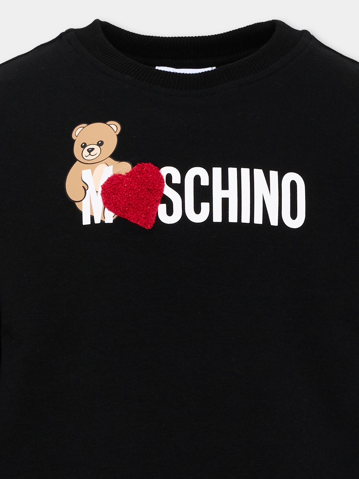 Felpa nera per bambina con Teddy Bear,Moschino Kids,HDF06U LDA18 60100