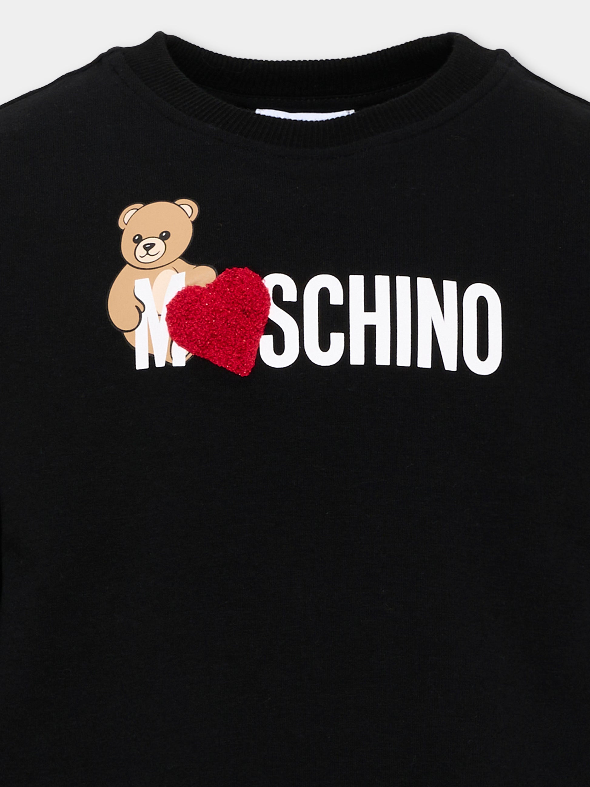 Felpa nera per bambina con Teddy Bear,Moschino Kids,HDF06U LDA18 60100