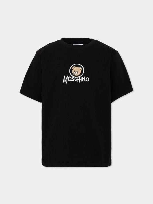 T-Shirt nera per bambini con Teddy Bear,Moschino Kids,HMM05W LAA34 60100