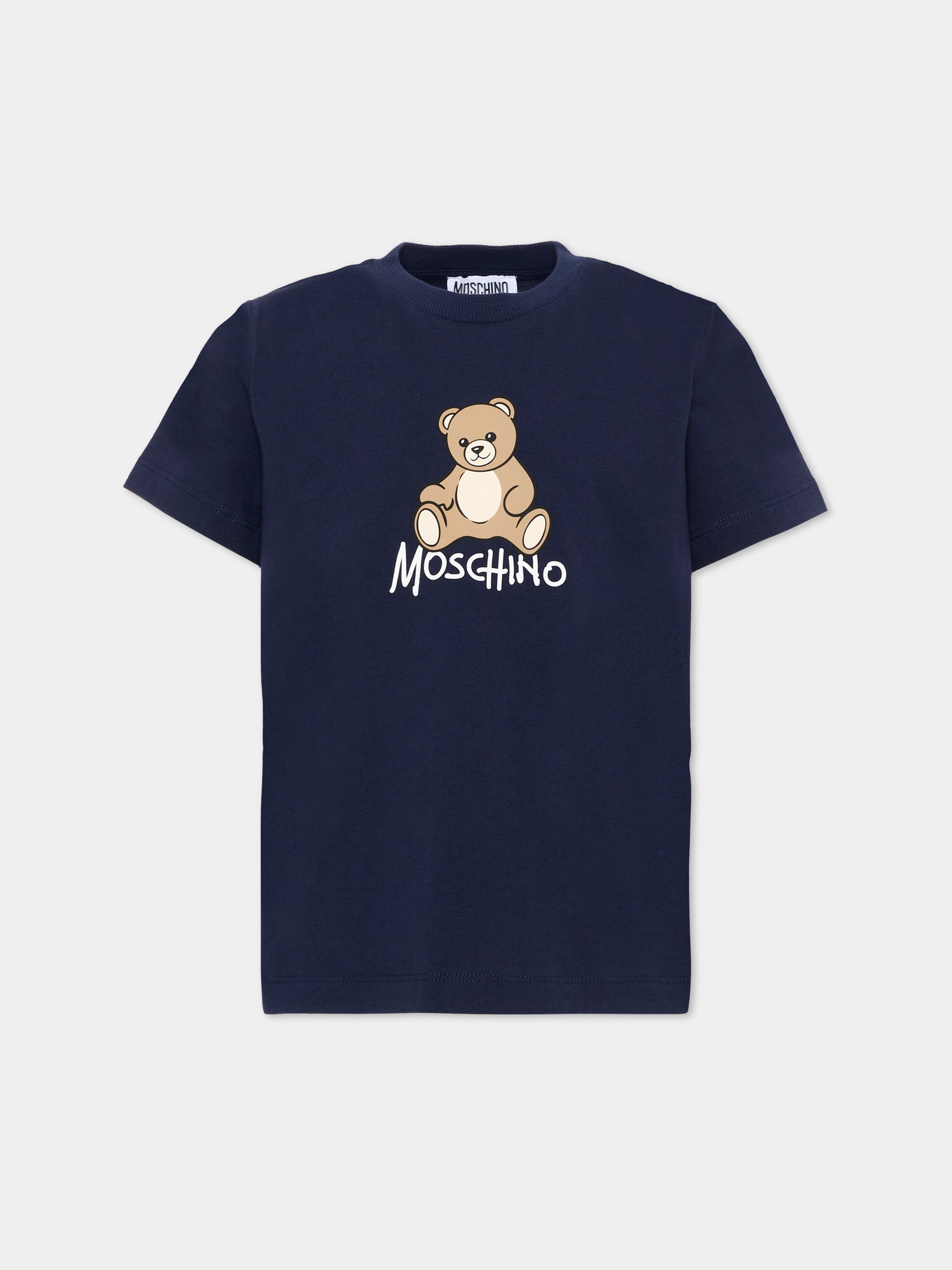 T-Shirt blu per bambini con Teddy Bear,Moschino Kids,HNM05V LAA10 40016